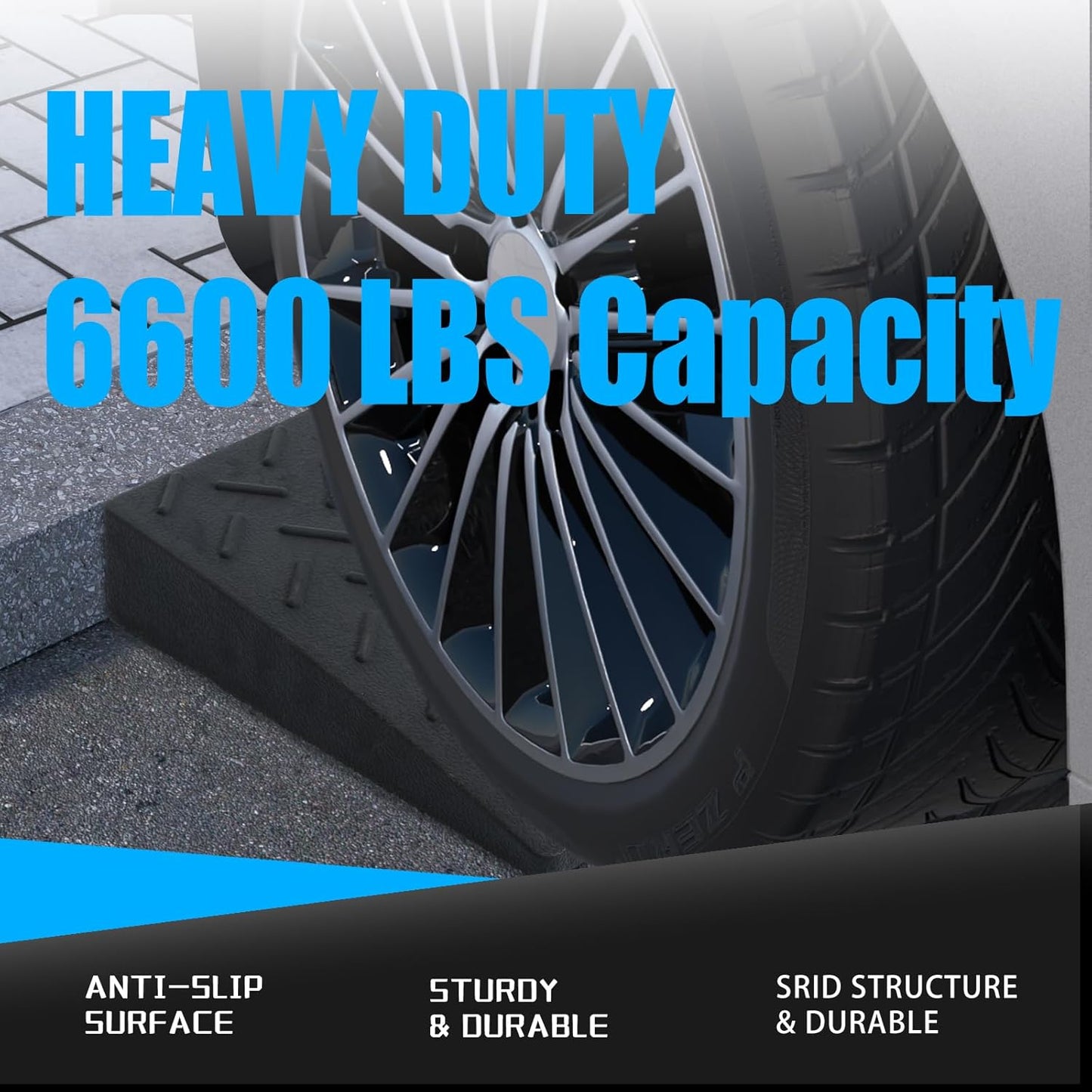 2 Pack 1.6'' Rise Rubber Curb Ramp Heavy Duty Loading Rubber Curb Ramps 3 Tons Driveway Ramp Car Slope Ramp for Loading Dock Bike Vehicle Warehouse Sidewalk Wheelchair (1.6" H)