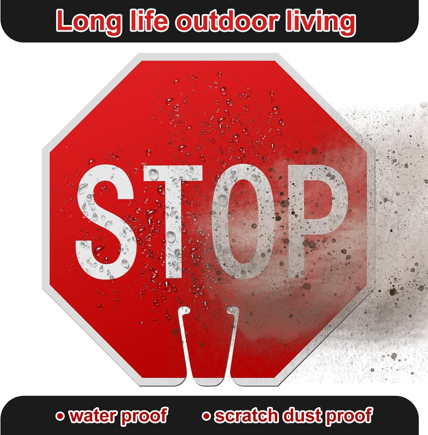 Geetery 6 Pcs Stop Signs 12 x 12 Inches PVC Traffic Cones Top Warning Signs Double Sided for Street Road Barricade Outdoor Weather Resistant Construction