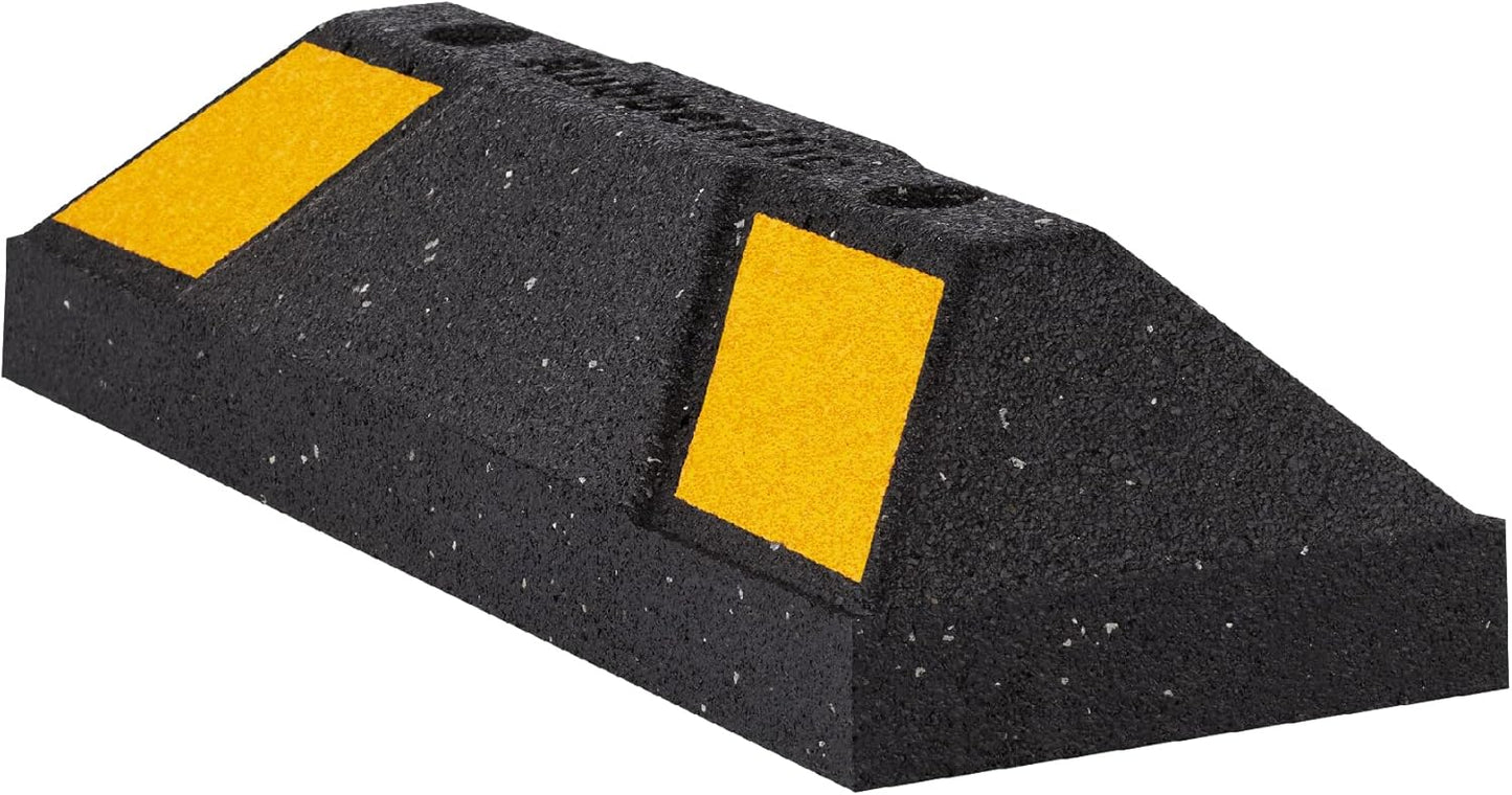 Rubberific Heavy Duty Rubber Parking Stop Durable Easy to Install Reflective Parking Curb Garage Car Stopper for Indoor and Outdoor Use (1 Pack)