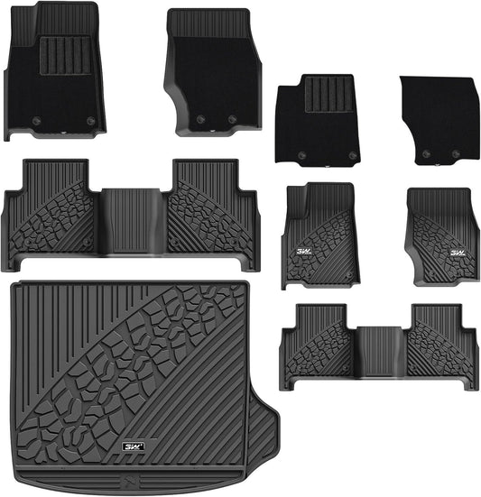 3W Floor Mats & Cargo Liner Fit 2022-2025 Jeep Grand Cherokee(Non L or WK) Carpets for 1st Rows Black Mats Custom Fit for Grand Cherokee, 6PCS