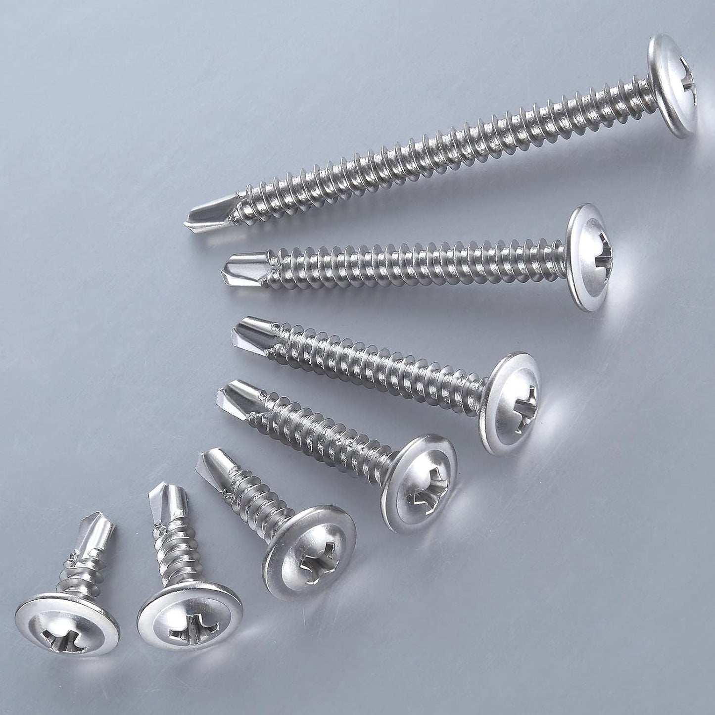 Wensilon（100pcs）#8×2”for Sheet Metal Self-Tapping Screws 410 Stainless Steel Truss Head High-Strength Quick Tapping Screws