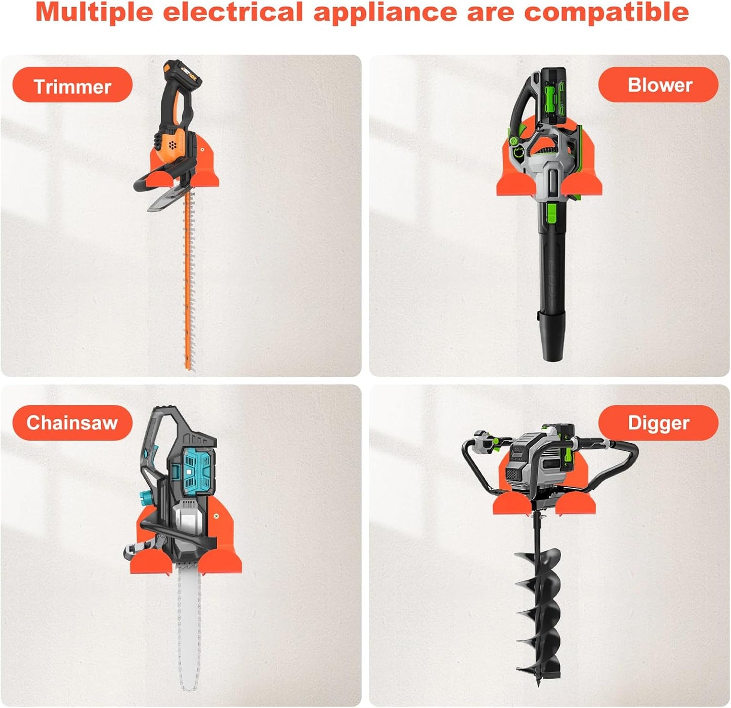 Weedeater Hanger,Trimmer Rack Heavy Duty Wall Mount for Weed Eater, Grass Trimmer, Hedge Trimmer – Garage Storage Organizer, Space-Saving Tool Holder