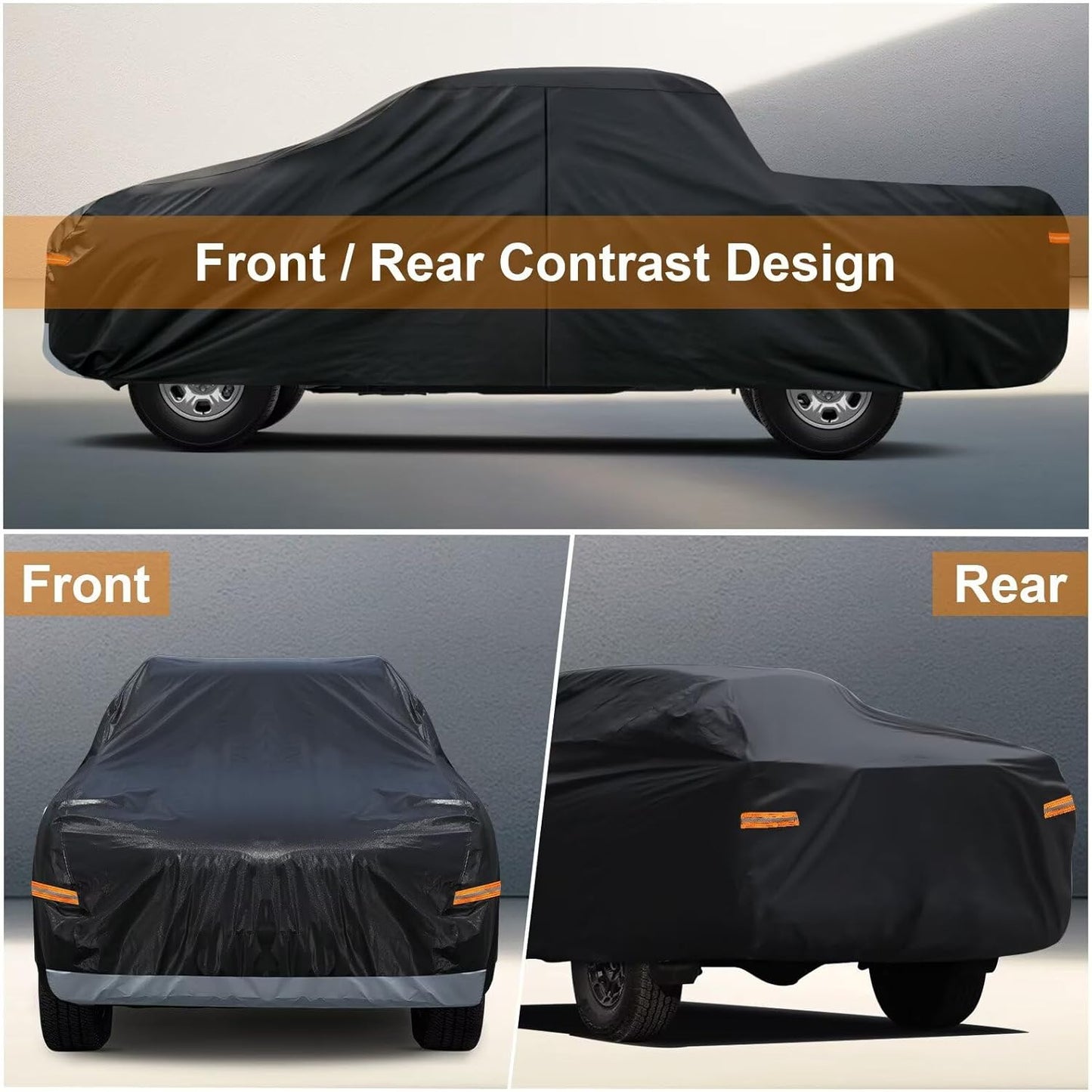 Kayme Truck Cover Custom Fit Toyota Tundra(2006-2021) Regular Cab Short Bed. Full Exterior Heavy Duty Outdoor Pickup Truck Car Cover Waterproof All Weather.Car Tarp for Wind Sun Dust Protection.Black