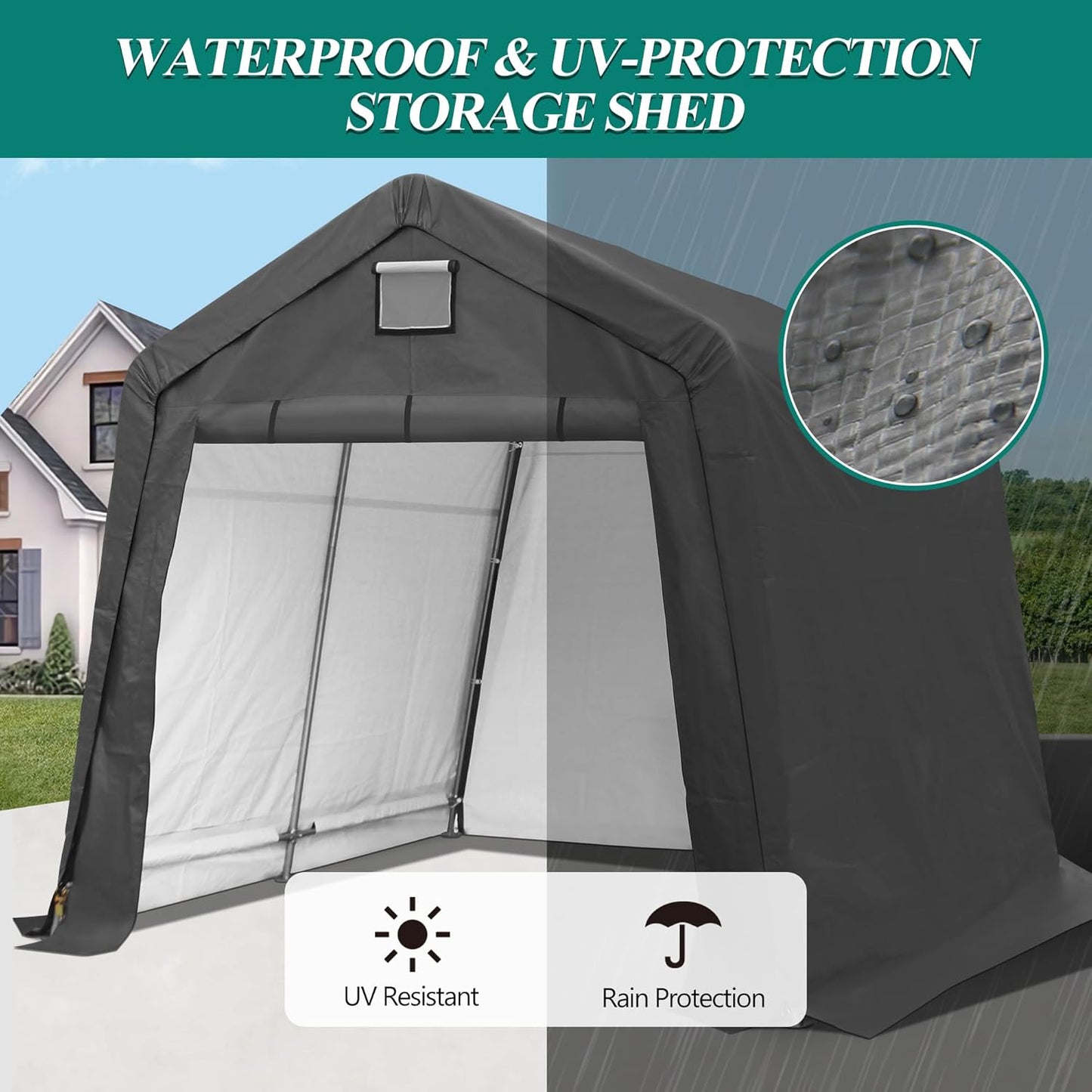 10' x 10' Outdoor Storage Shelter - Heavy Duty Storage Tent with Roll-up Ventilated Windows, Portable Garage Zipper Storage shed for Bike, Motorcycle Shelter, ATV, Weeding Tools