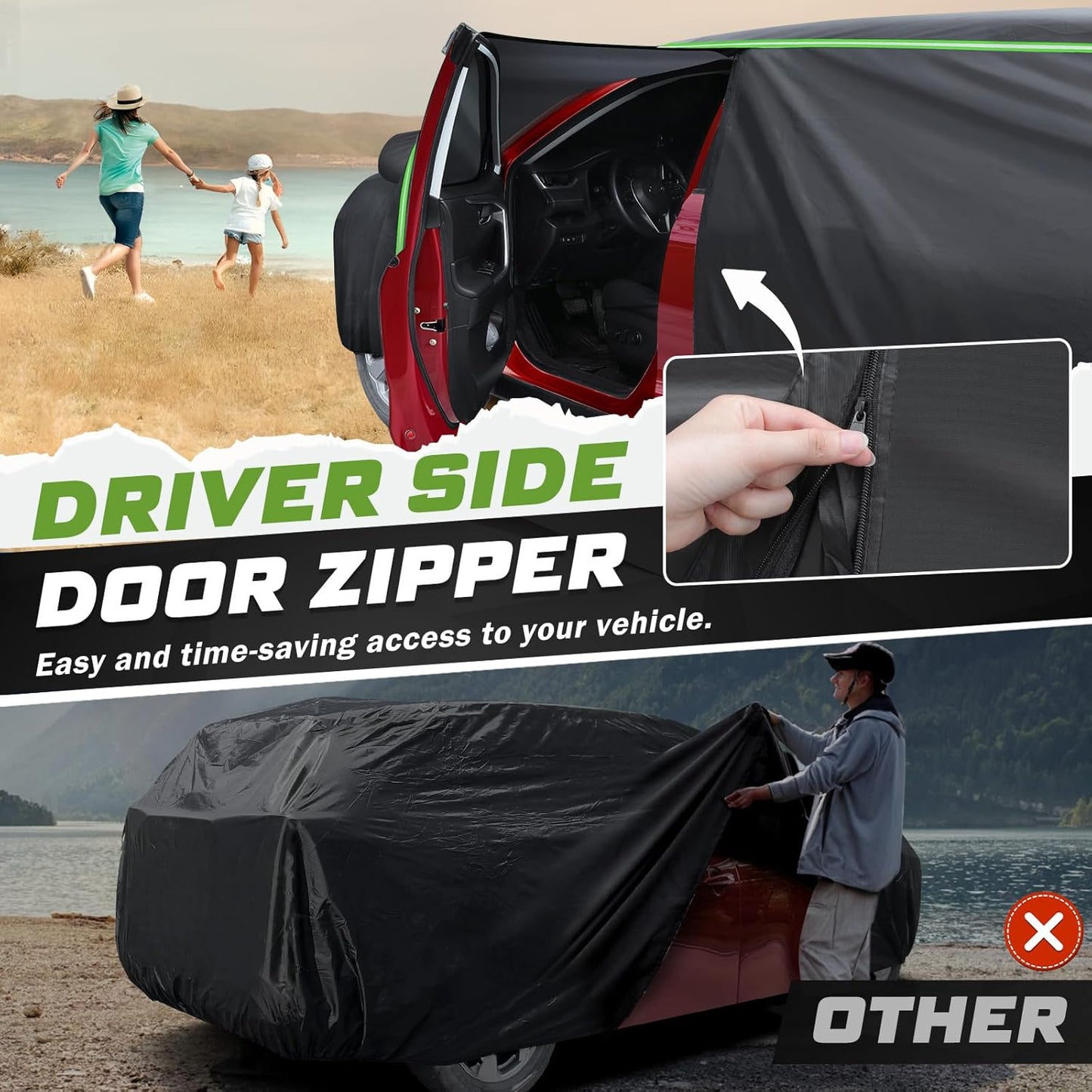 Mixsuper Liner Car Cover for Honda CR-V 1997-2026, 7 Layers Full Car Cover All Weather Car Covers for CRV, Waterproof Outdoor Cover with Zipper Door Reflective Strips