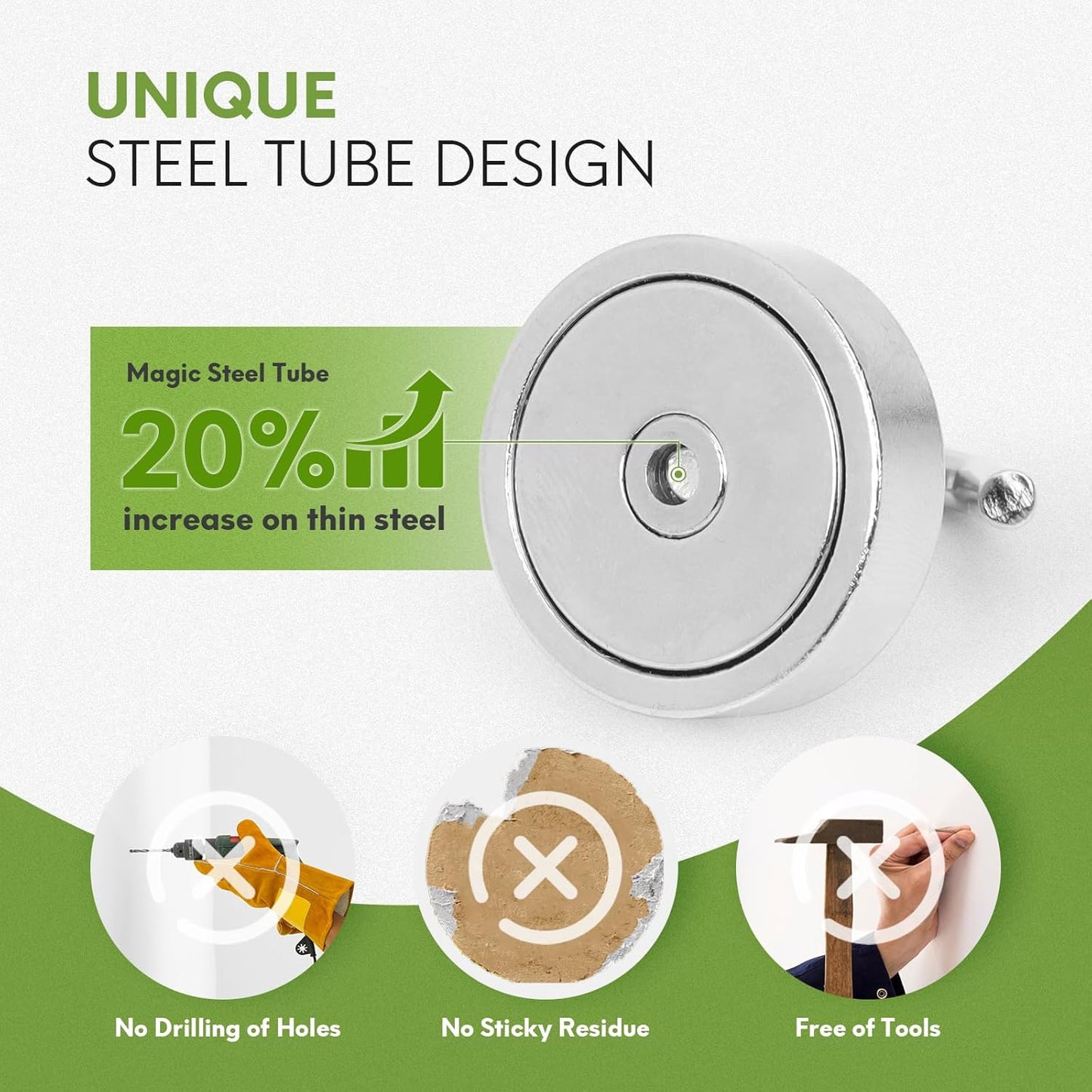 Neosmuk Magnetic Hooks, Cruise Ship Essentials, 80lb+ Heavy Duty Magnetic Hooks for Cruise Cabins, Refrigerator, Grill, Hanging, and Travel | Extra Strong Must-Haves Magnet Hook,Silver