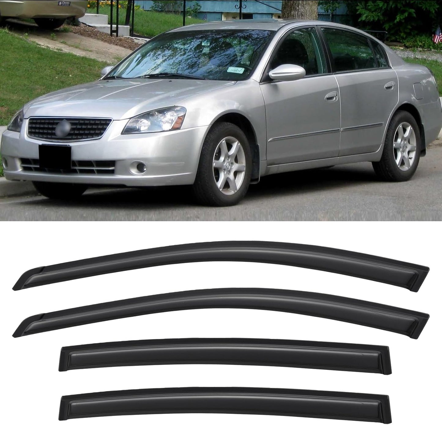 Window Visors Rain Guards for 2002 2003 2004 2005 2006 Nissan Altima, Out-Channel Window Vent Wind Deflectors Visors Shades for 02 03 04 05 06 Nissan Altima