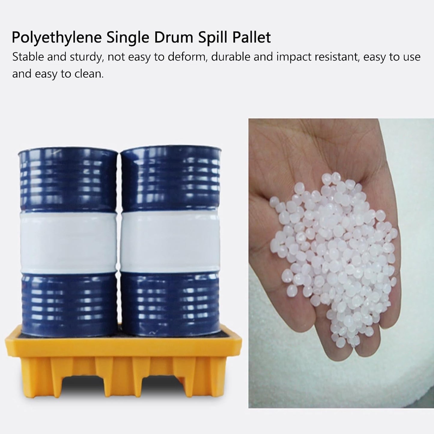 2 Drum Containment Spill Pallet, Polyethylene Low Profile Paint Bucket Tray, Industrial Garage Storage Detachable Shipping Leakproof Platform (Color : Yellow-1 Pack, Size : 26.2"x14.2"x4.7"