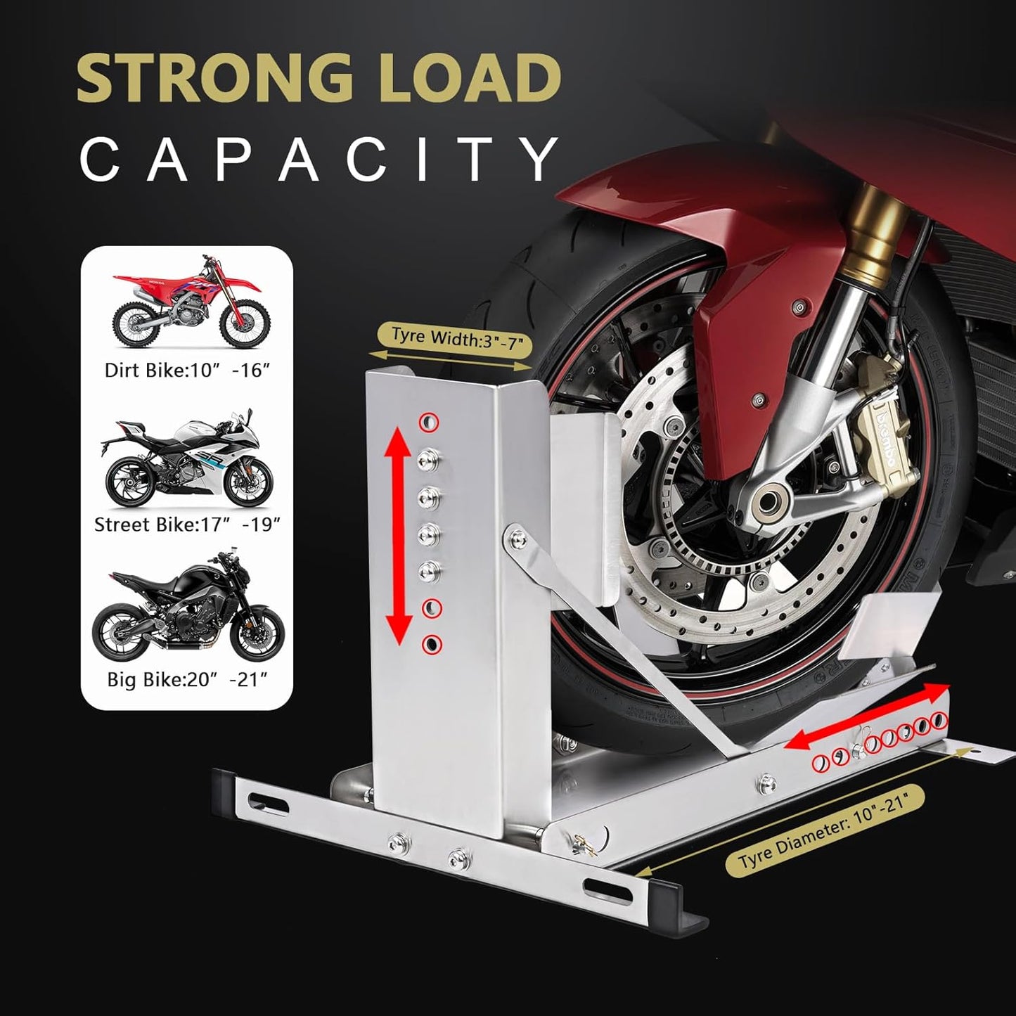 CXRCY Motorcycle Wheel Chock Stand,Anti-Rust Stainless Steel Motorcycle/Trailer Stop,3300LBS Load Capacity