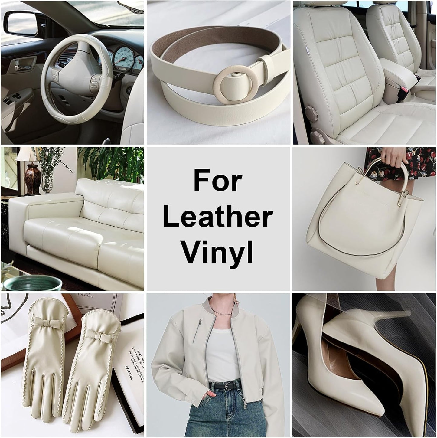 Leather Recoloring Balm, Leather Color Restorer Conditioner, Leather Restorer for Couches Paint, Leather Scratch Remover, Scratch Leather Faded Repair Kits for Vinyl Furniture (Ivory, 75ML)