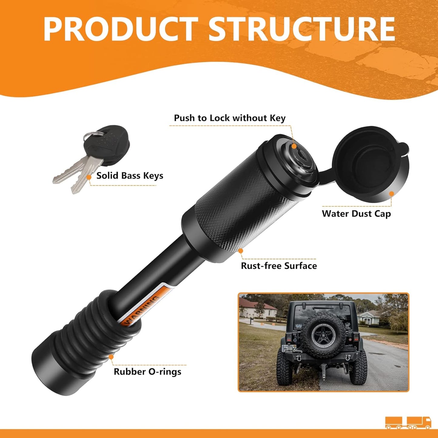 Trailer Hitch Locks, 5/8'' Dia and 3-1/2” Long Trailer Lock Fits Class III IV 2" and 2-1/2"Receiver Tubes for Trailer Truck Car and Boat Receiver Lock (2 Pack)