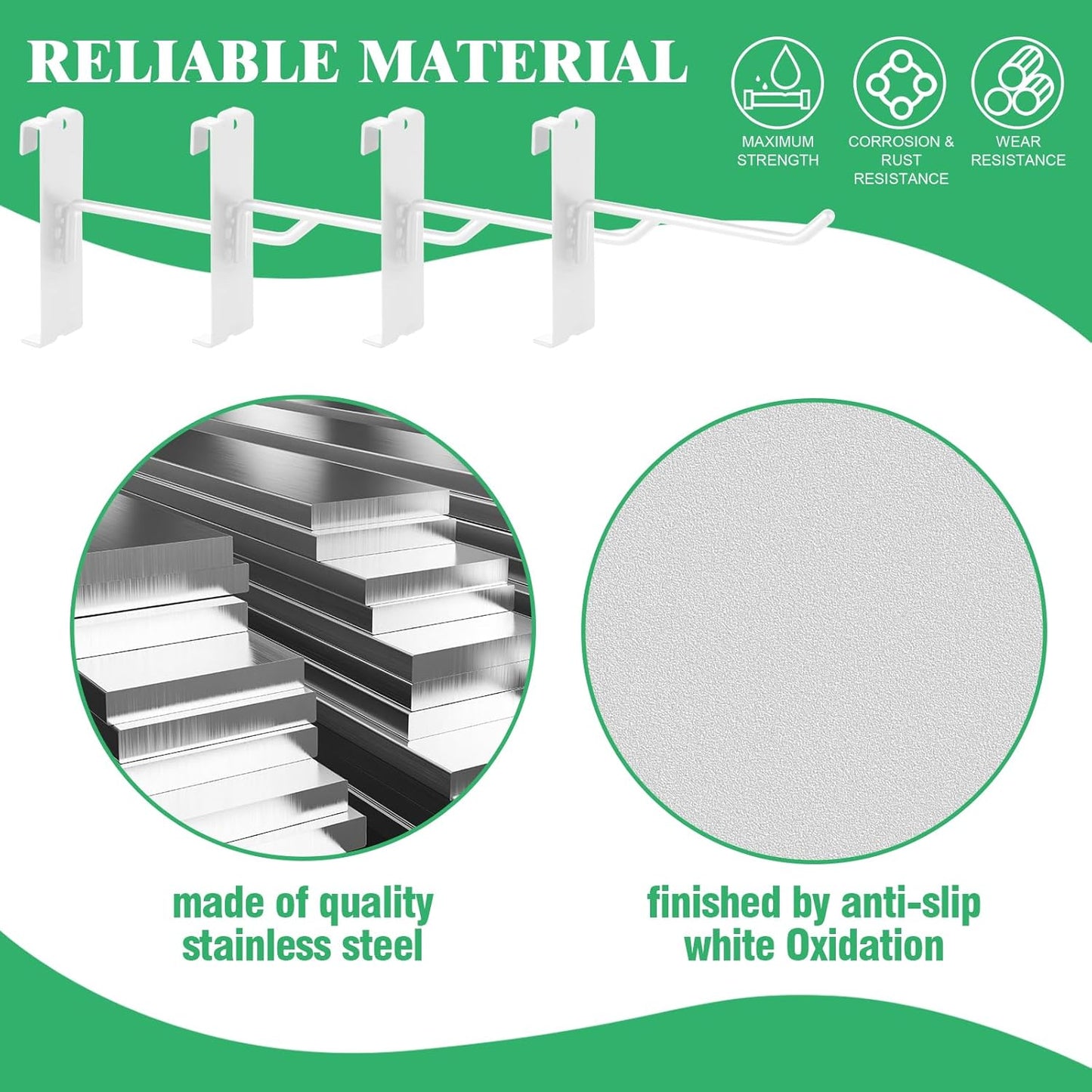 40Pcs 4" Gridwall Display Hooks Assortment Set, White Metal Grid Wall Panel Hanging Display Hook for Garage Shop Retail Storage, Wire Diameter 5mm// 0.2”