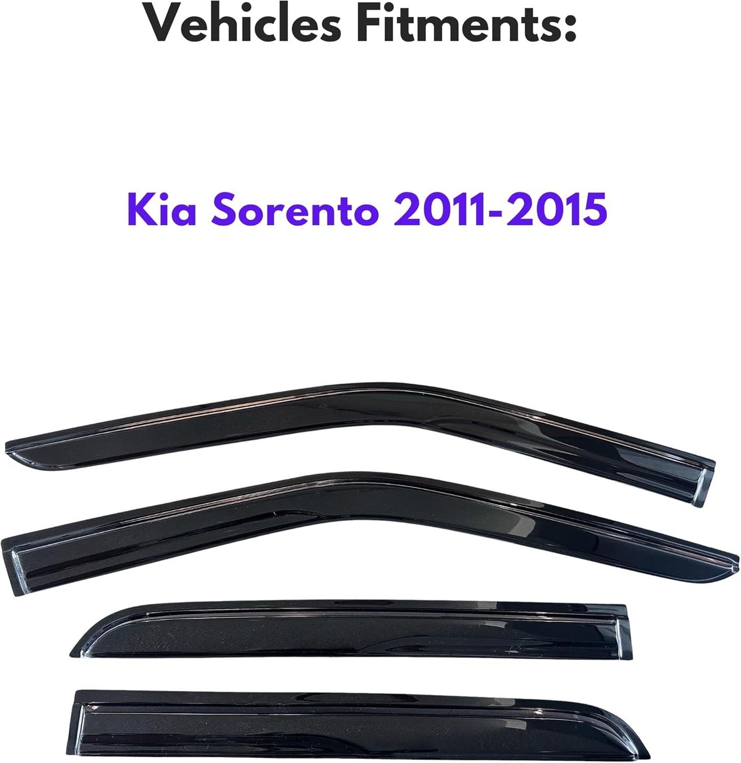 KPY Window Visor Compatible with Kia Sorento 2011-2015, 4PC Rain Guard Side Window Vent Deflectors Tape-On Mugen Style, 2011 2012 2013 2014 2015
