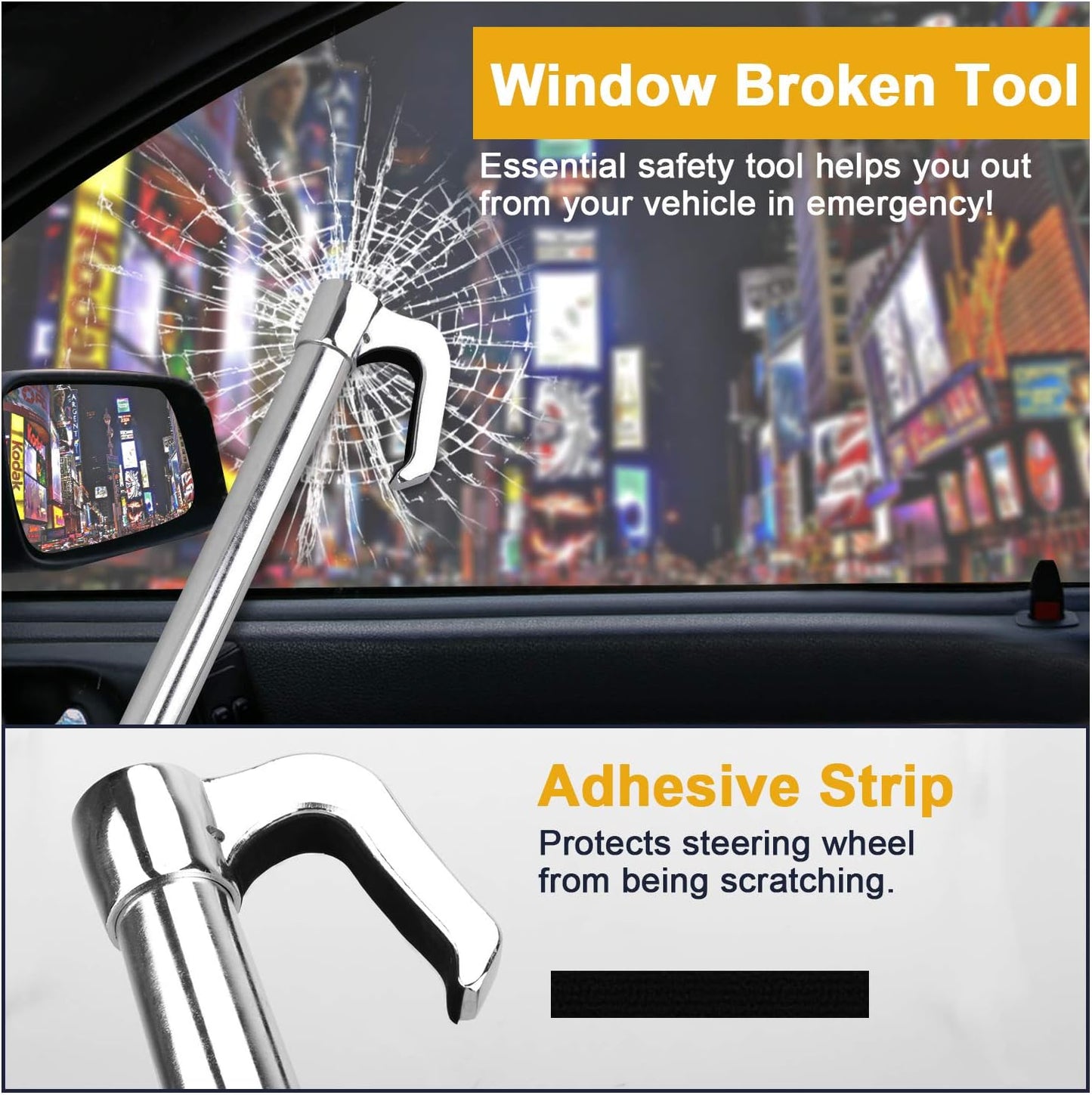 Tevlaphee Universal Steering Wheel Brake Lock Anti-Theft Retractable Double Hook Extended Car Lock Clutch Pedal for Car Truck SUV Van Security with 3 Keys(Extended)