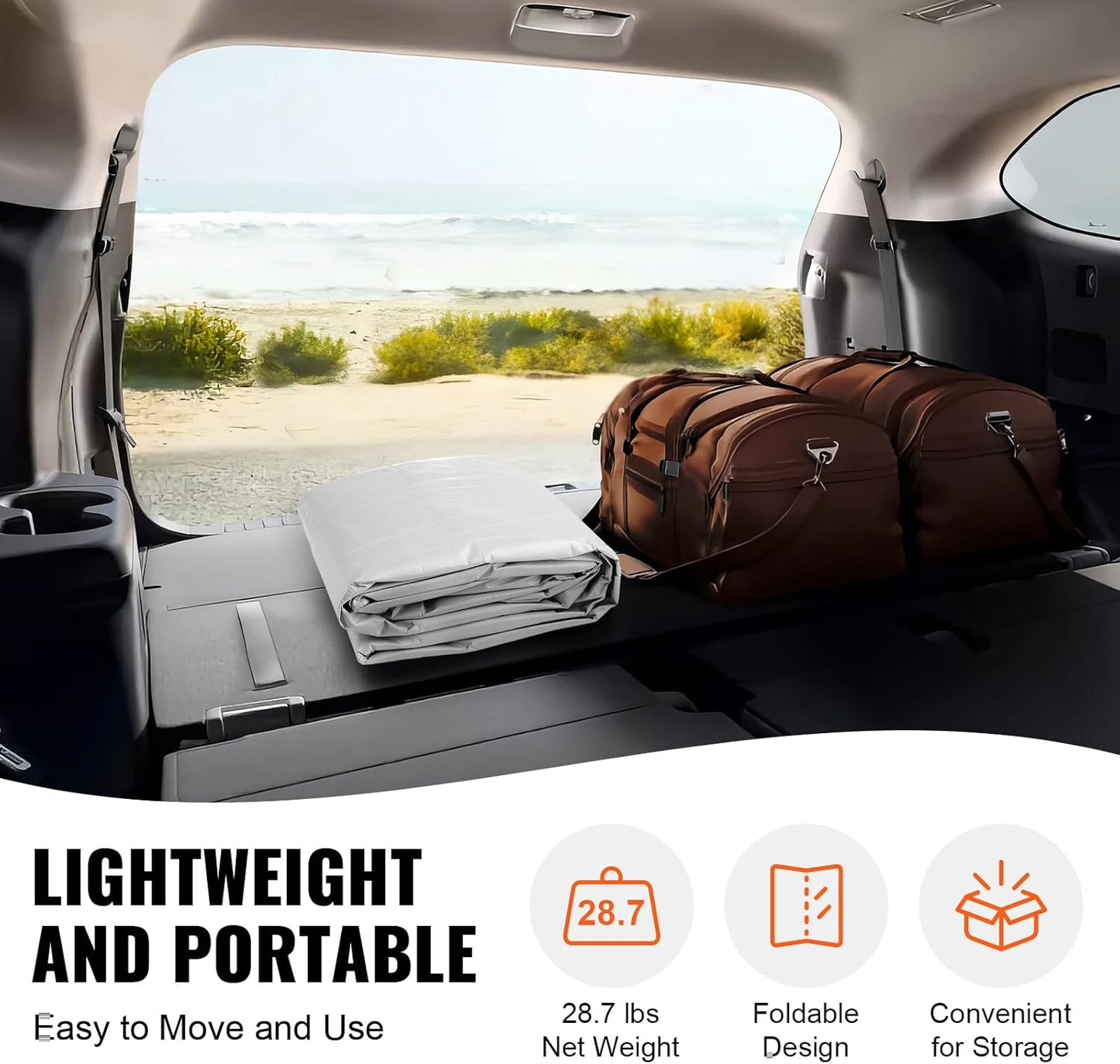 VEVOR Carport Replacement Canopy Cover Top + Side Wall 10 x 20 ft, Garage Tent Shelter Tarp Heavy-Duty Waterproof & UV Protected, Easy Installation with Ball Bungees,Grey (Frame Not Included)