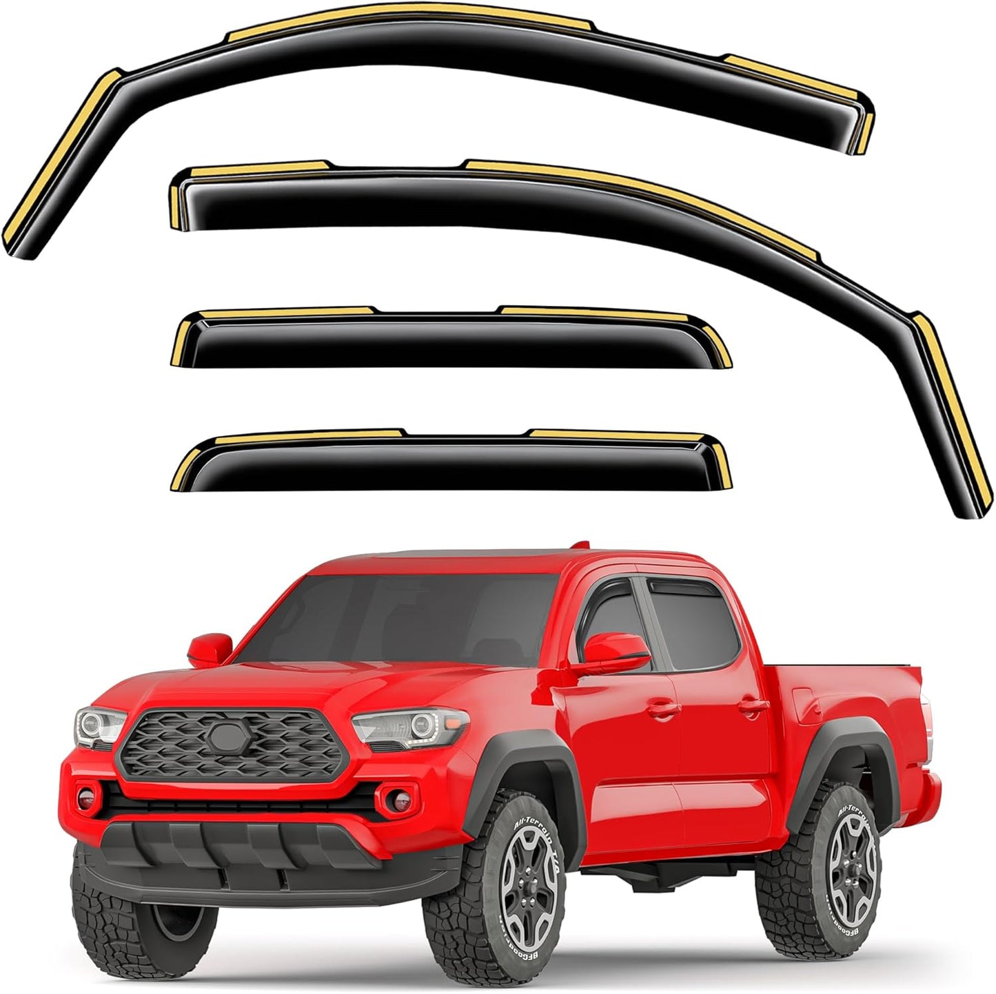in-Channel Window Rain Guards Fit for Truck Toyota Tacoma 2016-2023 Double Cab Extra Durable Window Visors Window Deflectors Vent Visors Vent Shades Car Accessories-4 pcs 2-Q05