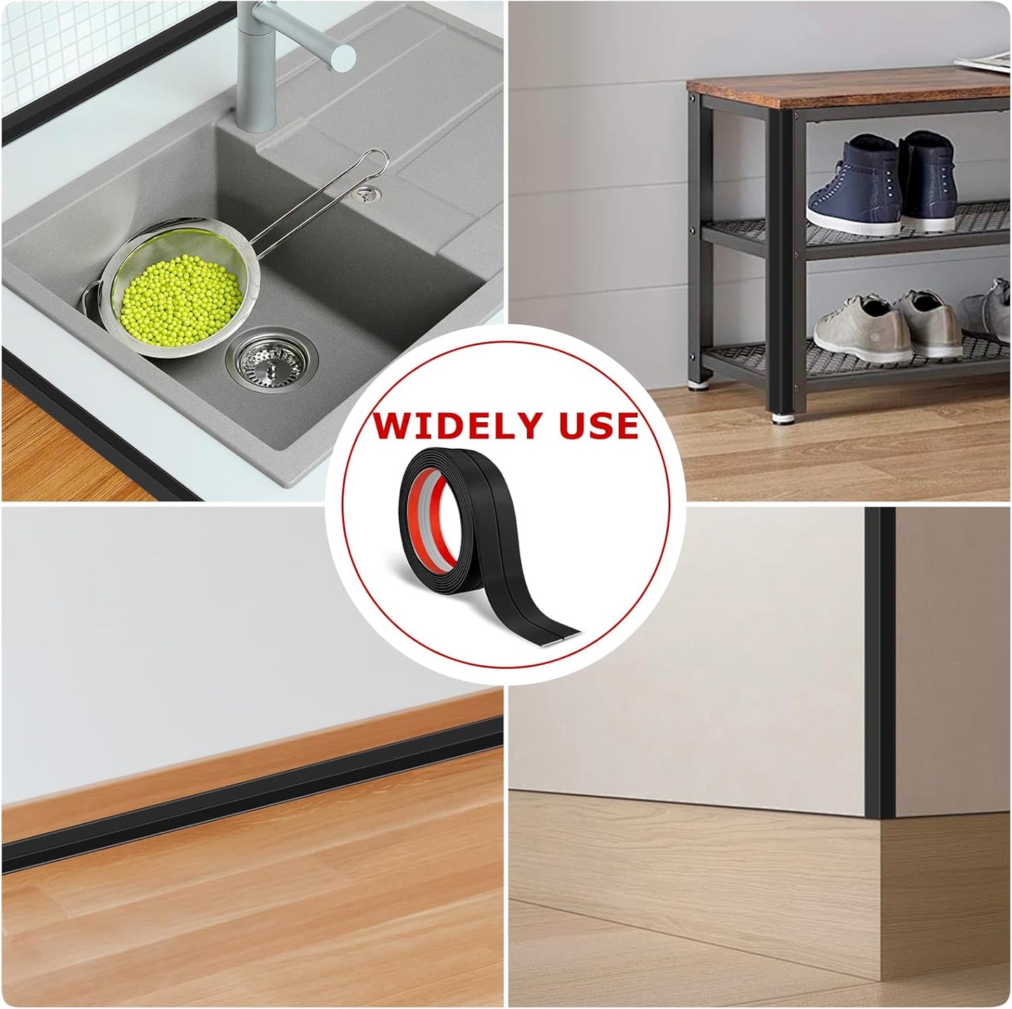 Flexible Wall Corner Protector Moulding Trim Peel and Stick Wall Corner Guards Edge Protector Self Adhesive Molding Trim Strip for Edge Ceiling (Black, 0.8 in x 10 Ft)