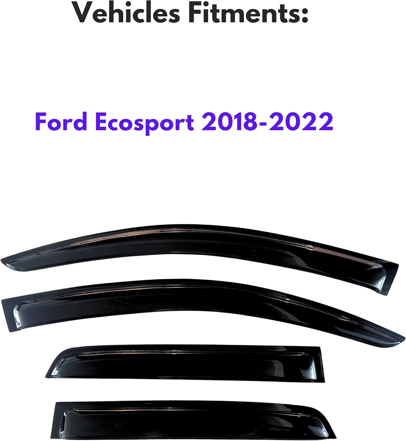KPY Window Visor Compatible with Ford Ecosport 2018-2022, Rain Guard Window Vent Deflectors Tape-On Style, 2018 2019 2020 2021 2022