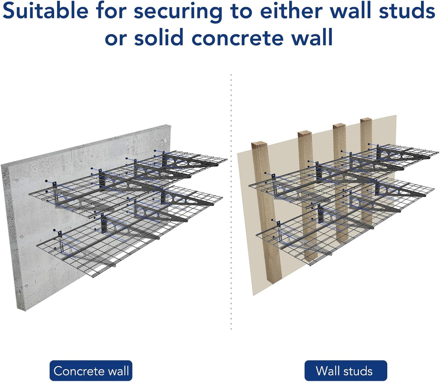 FLEXIMOUNTS 4-Pack 2x6ft 24-inch-by-72-inch Wall Shelf Garage Storage Rack Floating Shelves, Black