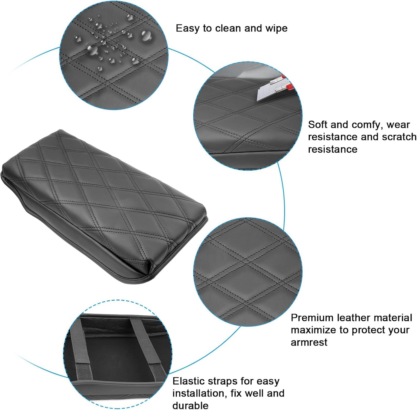 SXCY for 2023 2024 2025 Toyota Crown Armrest Cover Pad for Toyota Crown Accessories 2023-2025 Crown Signia Center Console Cover Cushion 2025 Crown Middle Console Cover (Add-Pad w/Argyle&Black Line)