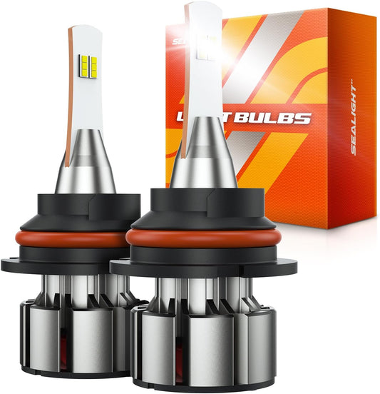 SEALIGHT 9004 Bulbs 36000LM Brighter, L2 9004 HB1 Dual Lights with Fan, 6000K White HB1 Fog Lights, 5 Min Plug-N-Play, IP68 Powersports Headlight Bulbs, Pack of 2