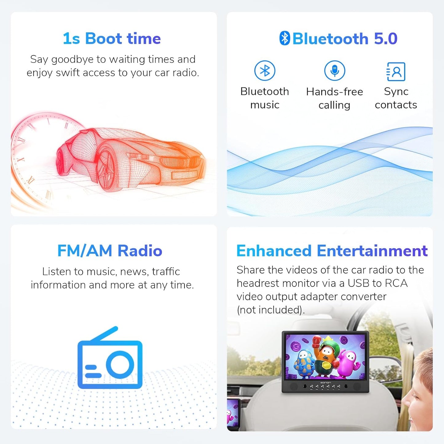 Eonon Car Stereo for BMW E46 M3/328i /330Ci/325i/325xi/328i/328xi/330i/330xi Wireless CarPlay Android Auto Head Unit, 9 Inch Touchscreen Radio, Bluetooth, AM/FM, SWC, GPS Navigation,E46A13