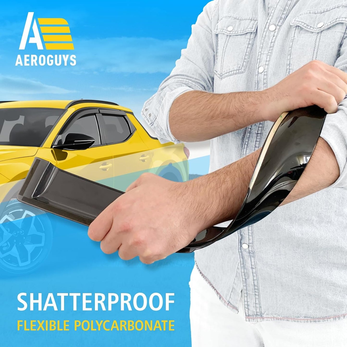 Extra Durable Window Deflectors Tape-On Window Visors Rain Guards Fit for Hyundai Santa Cruz 2022-2025, Sun Visors, Wind Vent for Shades, Exterior Car Accessories - 4pcs. AG0727