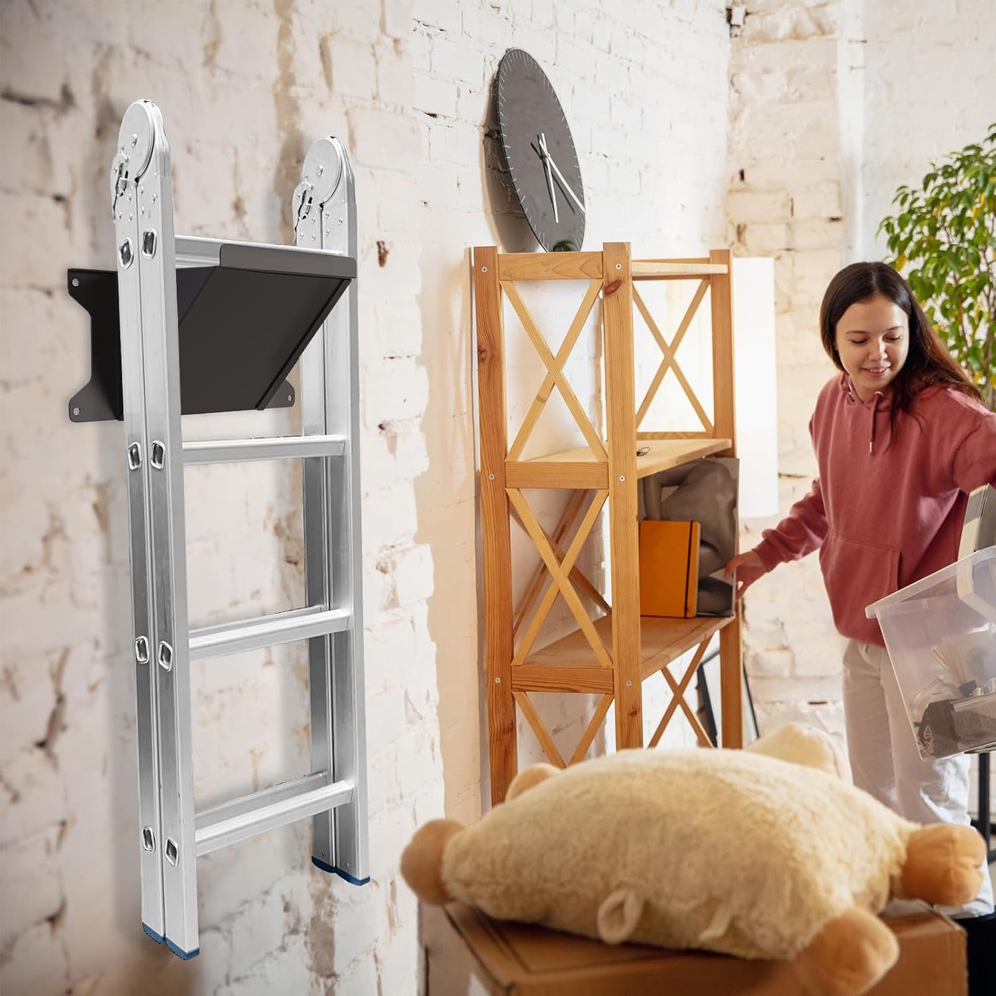 Ladder Hooks,Ladder Rack, Ladder Accessory,Ladder Hangers for Garage Wall Mount Ladder Rack Heavy Duty Metal Black with Screws