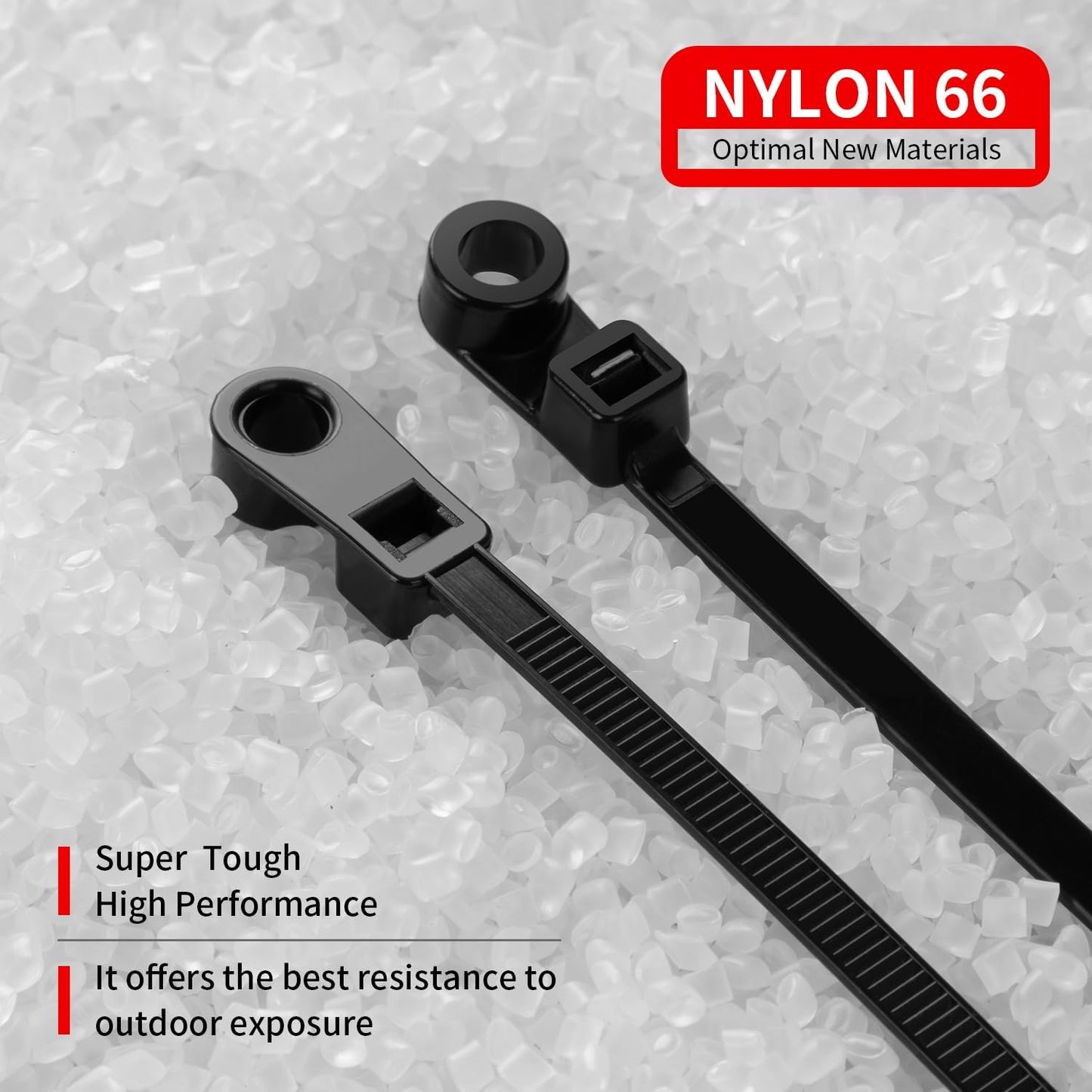 1000 PCS 10 inch Black Zip Ties with Screw Hole 70lbs Mountable head Cable Ties Straps Multipurpose Heavy Duty Nylon Cable Zip Ties with Screw Mounting Hole