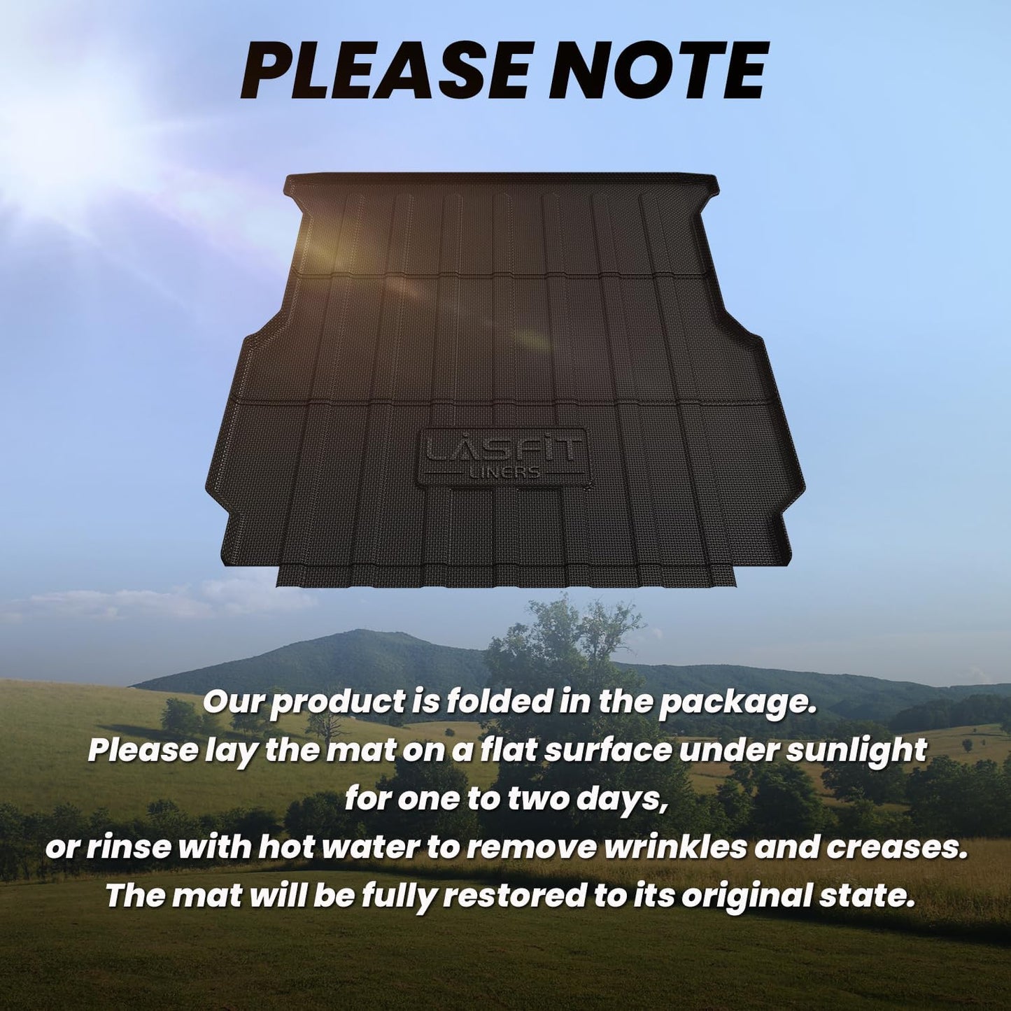 LASFIT Truck Bed Mat Fits for Rivian R1T 2025 2024 2023 2022 Accessories, Vehicle R1T Bed Mat Custom Fit Flush 2025-2022 R1T All Weather TPE R1T Truck Cargo Bed Liner, Black (Not Fit Drop-in Liners)