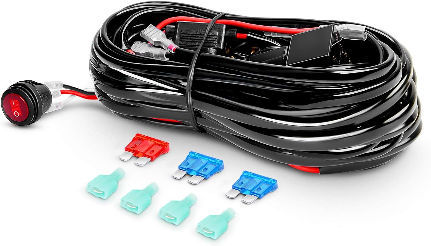 Nilight 2PC 4Inch Yellow Led Pods Triple Row 60W Flood Spot Combo Driving Fog Lights with 16AWG Switch Wiring Harness Kit-2 Leads for Offroad Pickup Trucks ATV UTV SUV, 2 Years Warranty