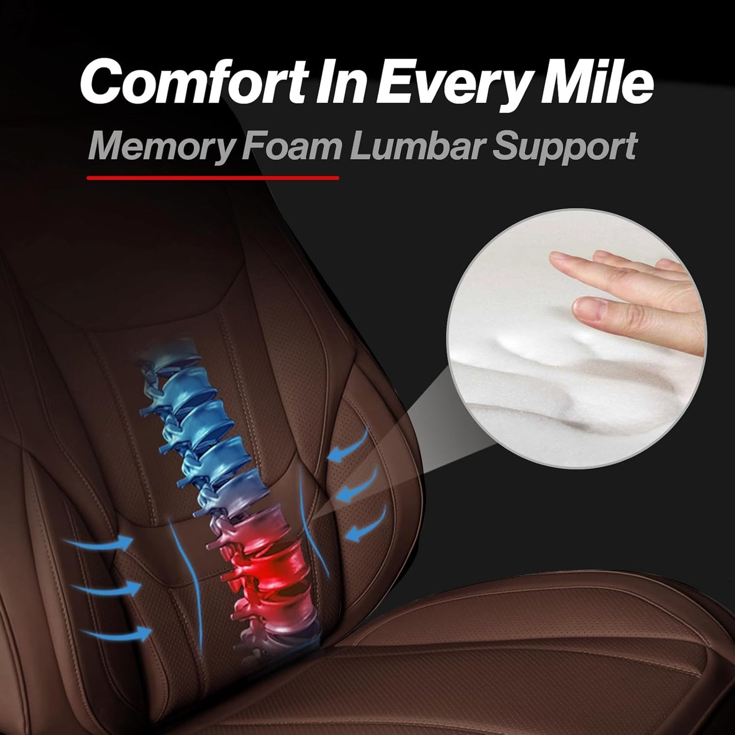 Coverland Custom Car Seat Covers Compatible with F150, Frontier, Sierra, Silverado 2500HD - Premium Leather Non-Slip Waterproof Interior Protector Front Seat-Dark Brown [See Size Chart-Size A12]