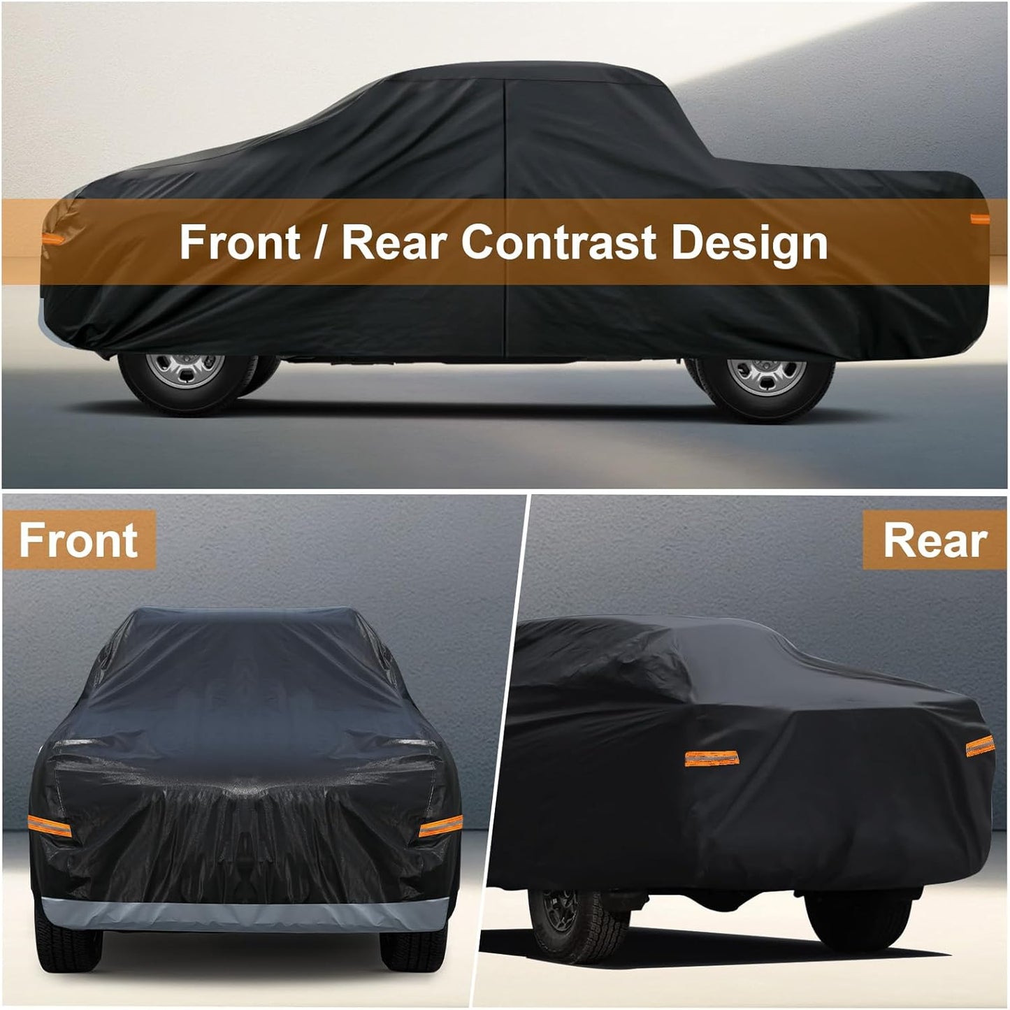 Kayme Truck Cover Custom Fit Dodge Ram 1500(2002-2008) Quad Cab Long Bed. Full Exterior Heavy Duty Outdoor Pickup Truck Car Cover Waterproof All Weather.Car Tarp for Wind Sun Dust Protection.Black