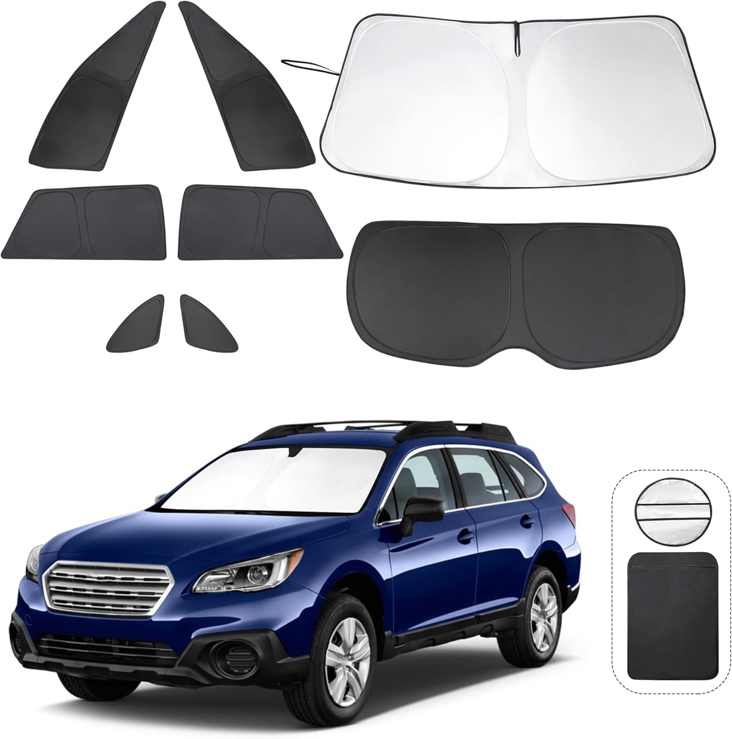 TINGLU Window Shades for Subaru Outback Wagon 2015-2019 Accessories Car Side Full Windows Cover Camping Rear Triangular Windshield Sun Shade Sun UV Rays Privacy Protection 8PCS