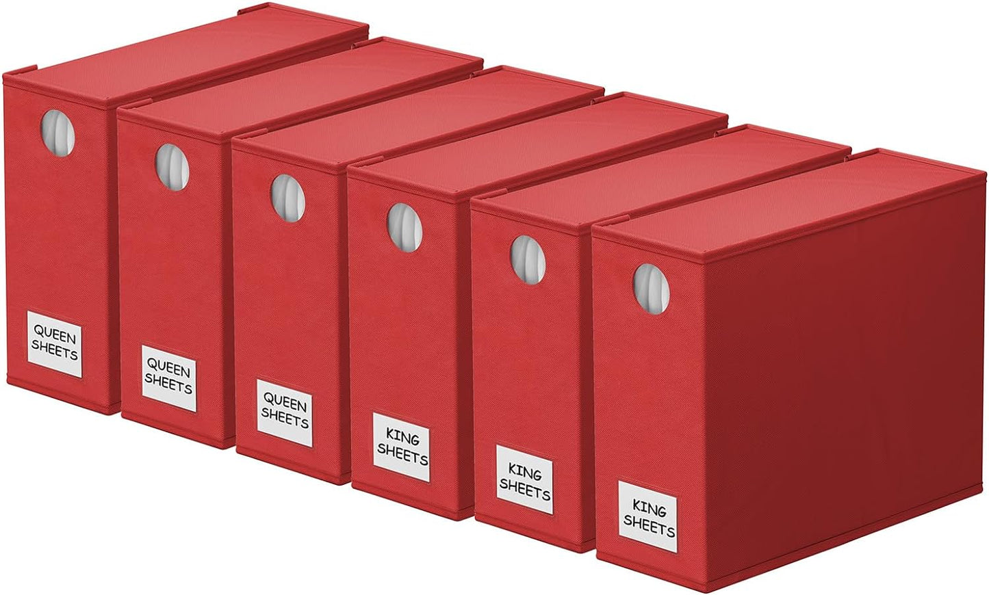 SpaceAid 6 Pack Bed Sheet Organizers and Storage, Foldable Sheet Organizer with Window for Linen Closet, Set Folder Keeper for Queen & King Size Bedding Storage (Red)