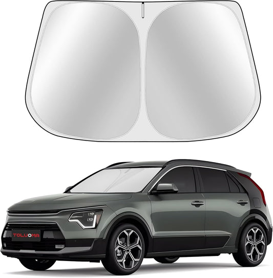 Custom Fit Windshield Sun Shade for Kia NIRO 2017-2025 - Full Coverage, 210T Reflective Fabric, Double-Layer Design - Blocks 99% UV Rays, Keeps Car Cool, Easy to Install and Store