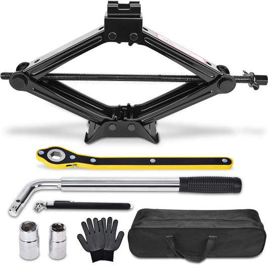 Car Jack Kit Scissor Jack for Car 2.5 Ton (5511 lbs) Tire Jack Tool Kit Universal Car Emergency Kit with Lug Wrench Tire Changing Kit for Car SUV