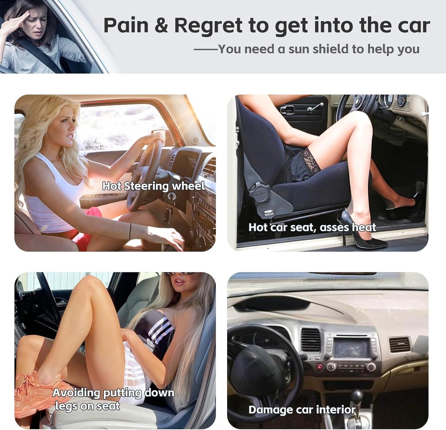 Sun Shade Sunshade for Hyundai Sonata Windshield Cover, 4-Layer Front Window Shade Custom fit Sonata 2014-2019 Sun Visor 240T Retractable Shade Shield Blocks UV Rays Cooler Car Accessories