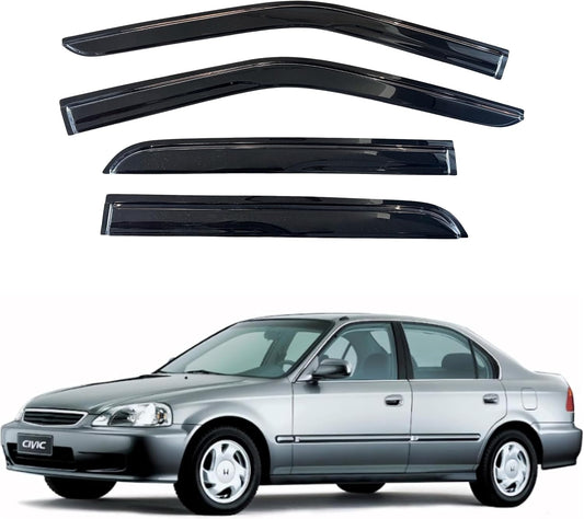 KPY Window Visor Compatible with Honda Civic Sedan 1996-2000, 4PC Rain Guard Side Window Vent Deflectors Tape-On Mugen Style, 1996 1997 1998 1999 2000