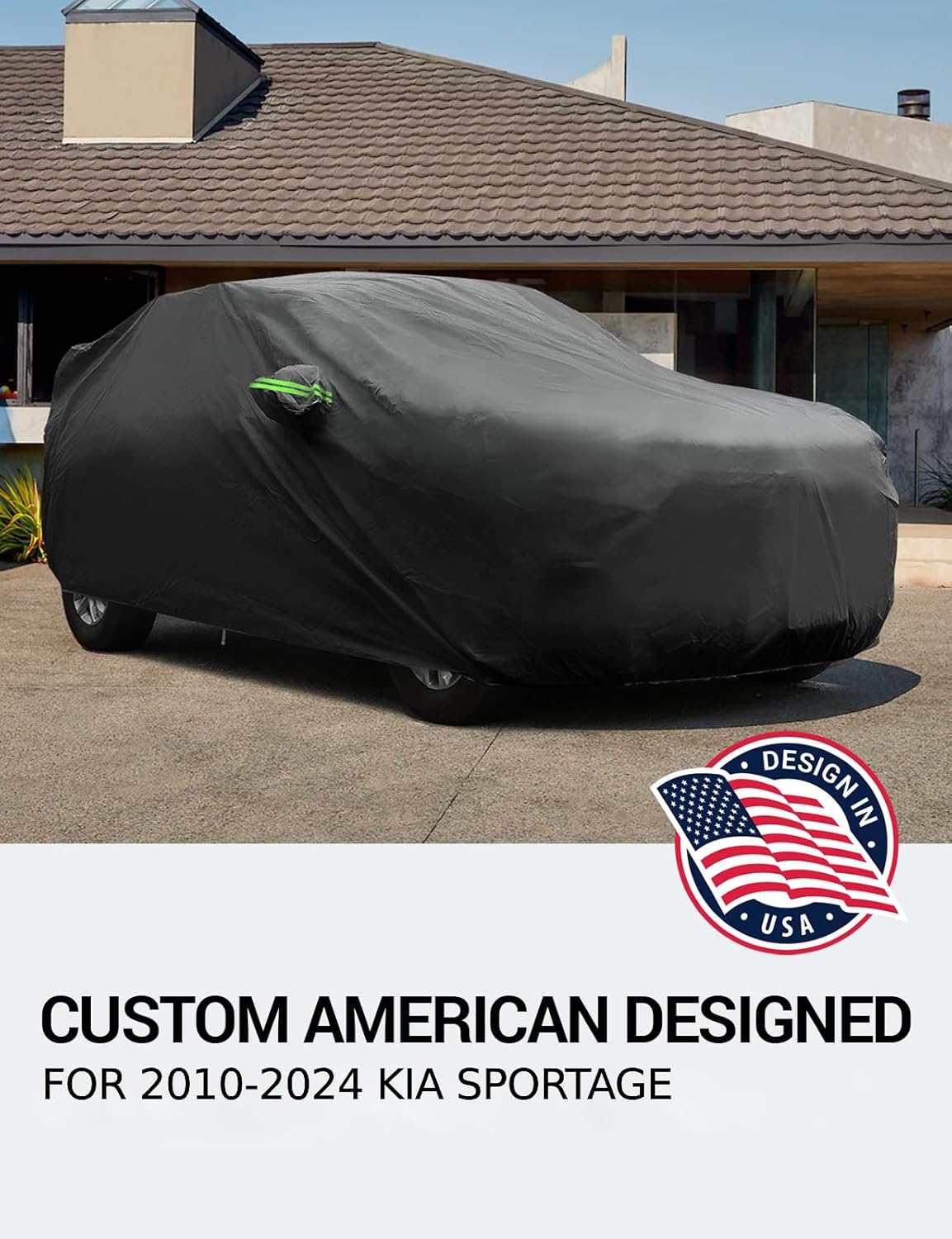 Proadsy 2025 Upgrade Car Cover for 2010-2024 2025 Kia Sportage, Waterproof All Weather for Automobiles, Windproof Snowproof Rain Hail Sun UV Protection Full Outdoor Indoor Exterior Car Covers, Black