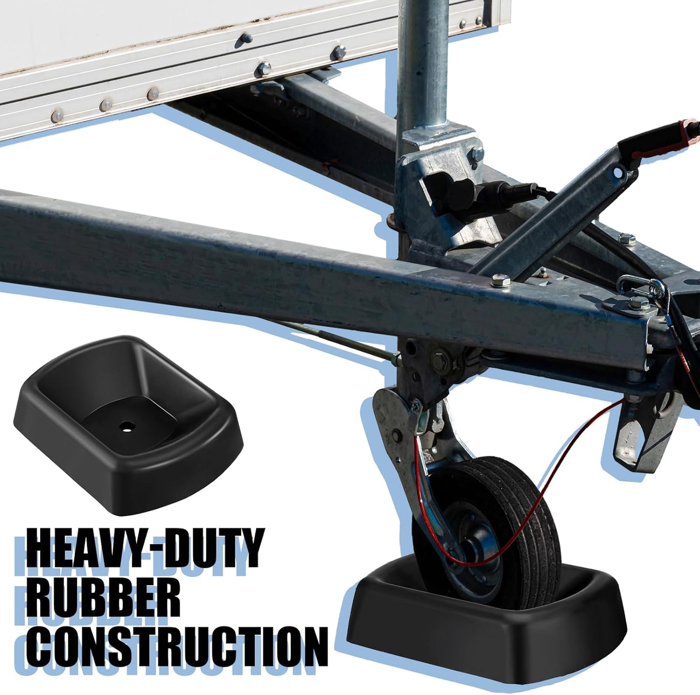 2 Pcs Jack Wheel Chock Rubber Caster Trailer Dock Heavy Duty 6 Inch Stabilizer Single Wheel Stopper Transport for Travel Trailer Cargo Camper Boat Roller Stopper