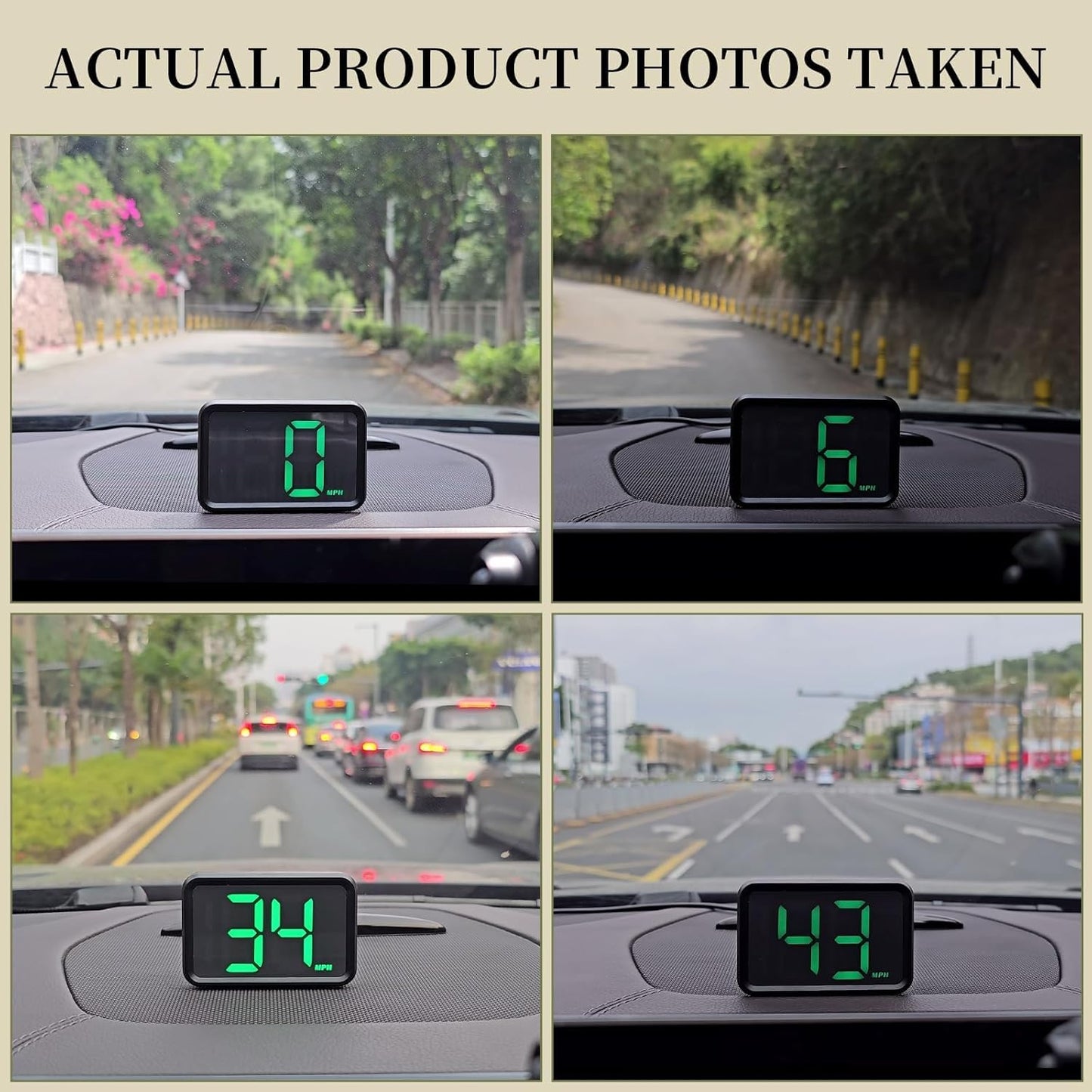 GPS Digital Speed Meter with MPH, Car Head Up Display for All Cars, USB Cable Plug & Play (X1-Green-New)
