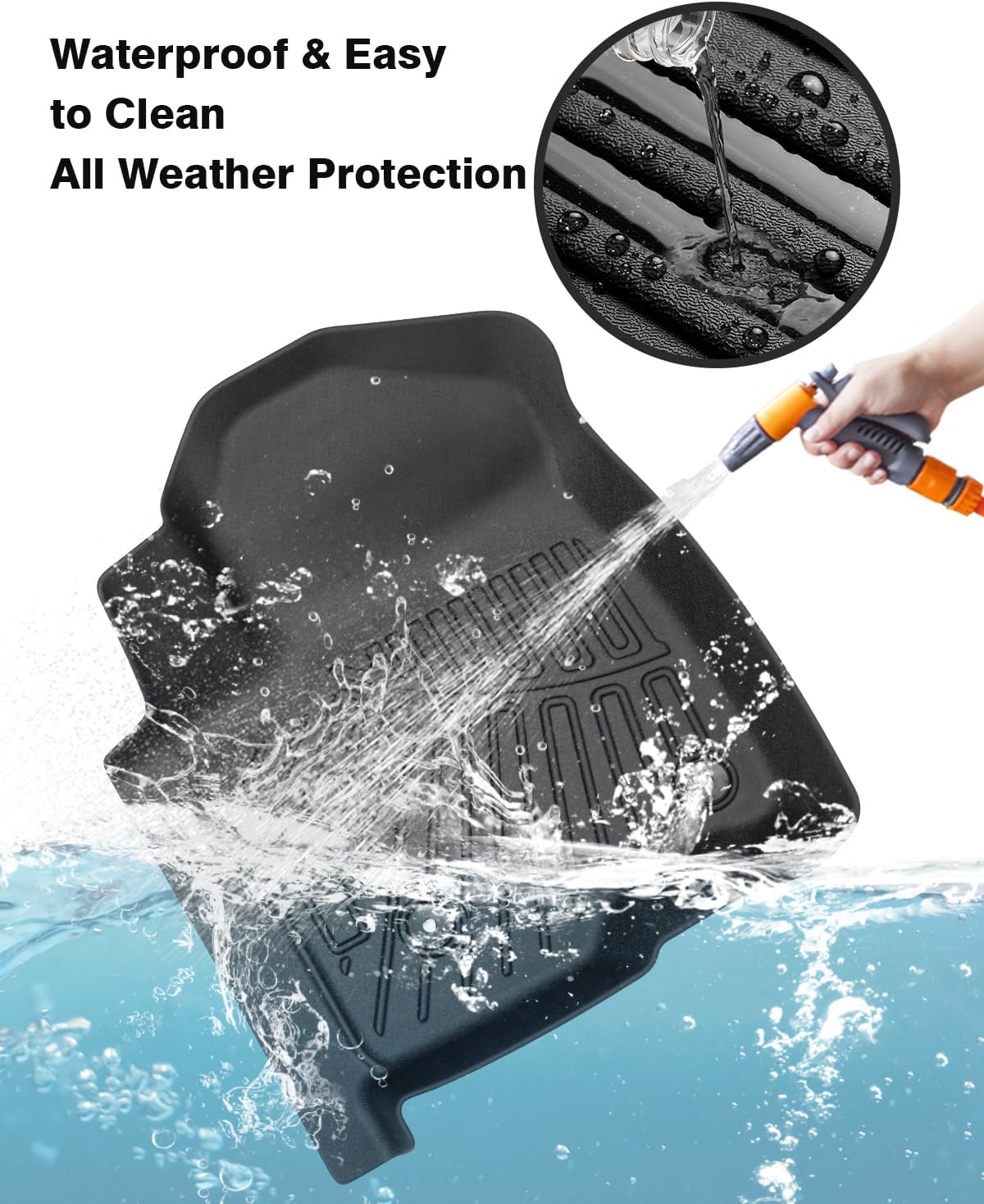 Powerty 3D Floor Mats for 2019-2025 Chevrolet Silverado 1500 & GMC Sierra 1500 - with Rear Underseat Storage Box Accessories