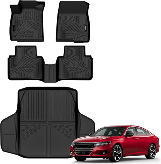 Auxko All Weather Floor Mats Cargo Mat for Honda Accord 2018-2022 TPE Liners Accessories Guard Odorless Anti-Slip All Season Floor Liners Trunk Liner for Honda Accord 2022 2021 2020 2019 2018