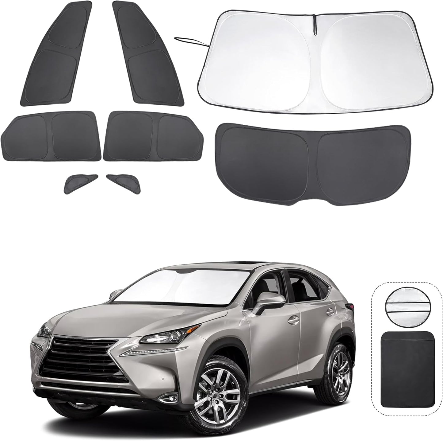 TINGLU Window Shades for Lexus NX300h/NX300/NX200t 2015-2021 Accessories Car Side Full Windows Rear Triangular Windshield Sun Shade Sun UV Rays & Privacy Protection for Camping,Napping&Relaxing 8PCS