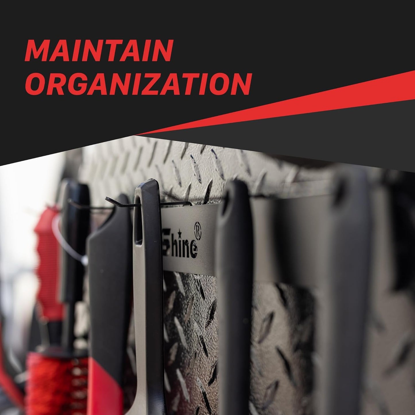 Maxshine Universal Detailing Brush Hanger - 6 Organizer Hooks, Lightweight Wall-Mounted Design for Auto Detailing Supplies, Ideal for Garage & Mobile Use (Logo, 2, Count)