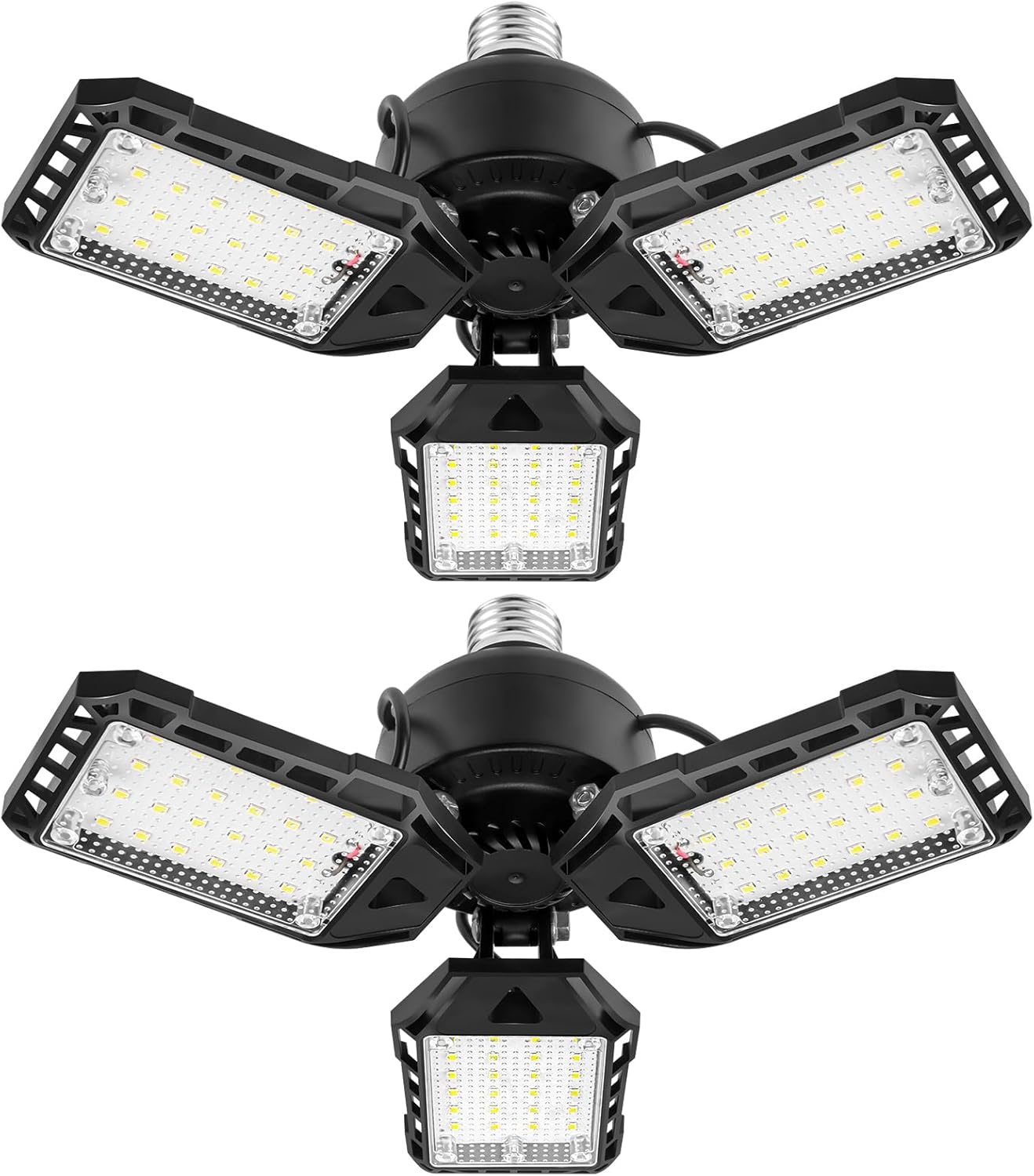 LED Garage Lights - 1 Pack, 80W, 8000LM 6500K Shop Light with 3 Deformable Panels, Basement Barn Light, E26/E27 for Shop, Warehouse, Basement