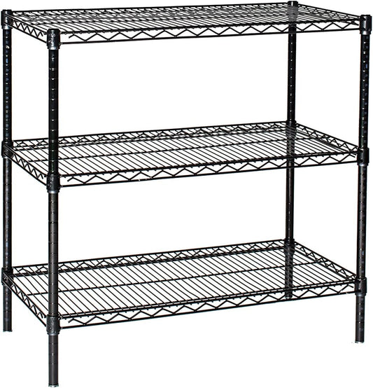 Omega 14" Deep x 42" Wide x 86" High 3 Tier Black Starter Shelving Unit