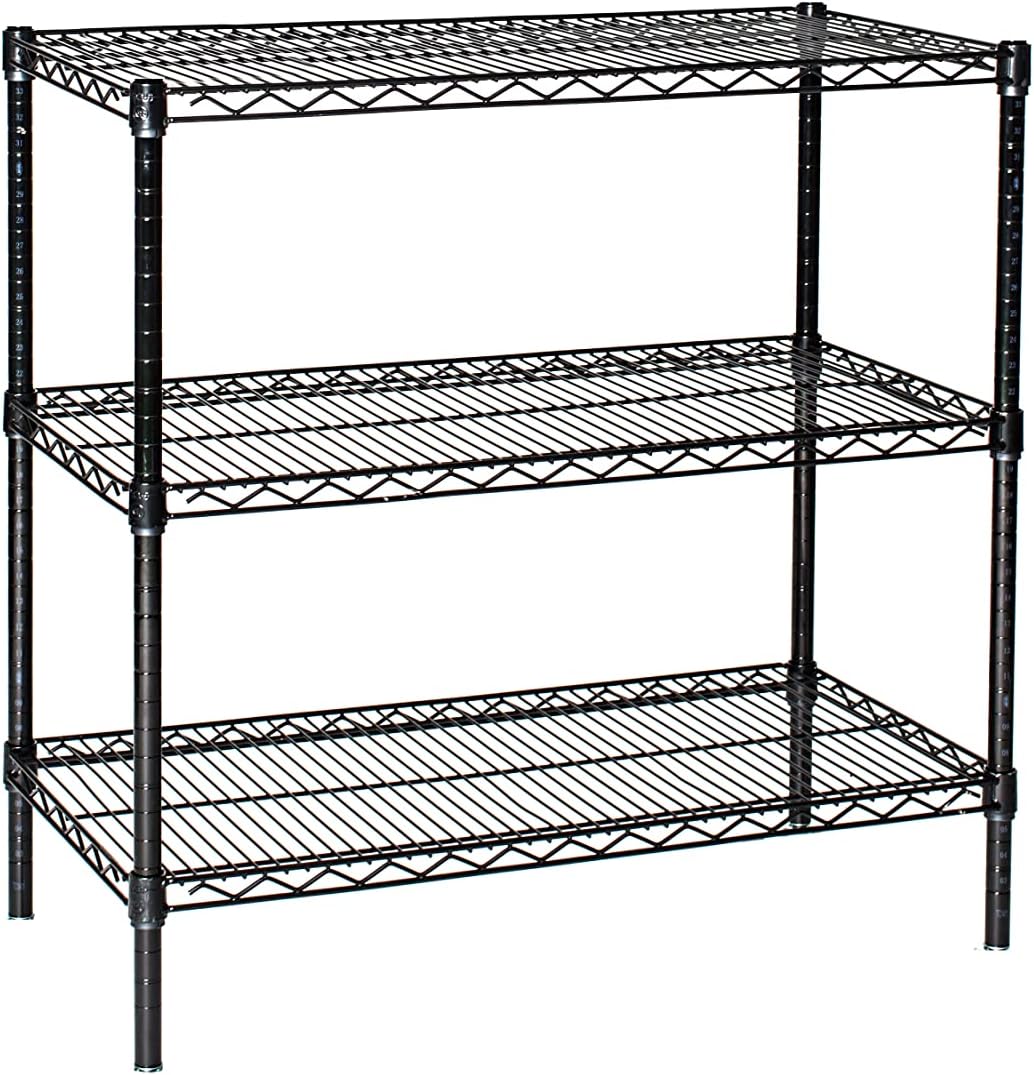 Omega 30" Deep x 36" Wide x 80" High 3 Tier Black Starter Shelving Unit