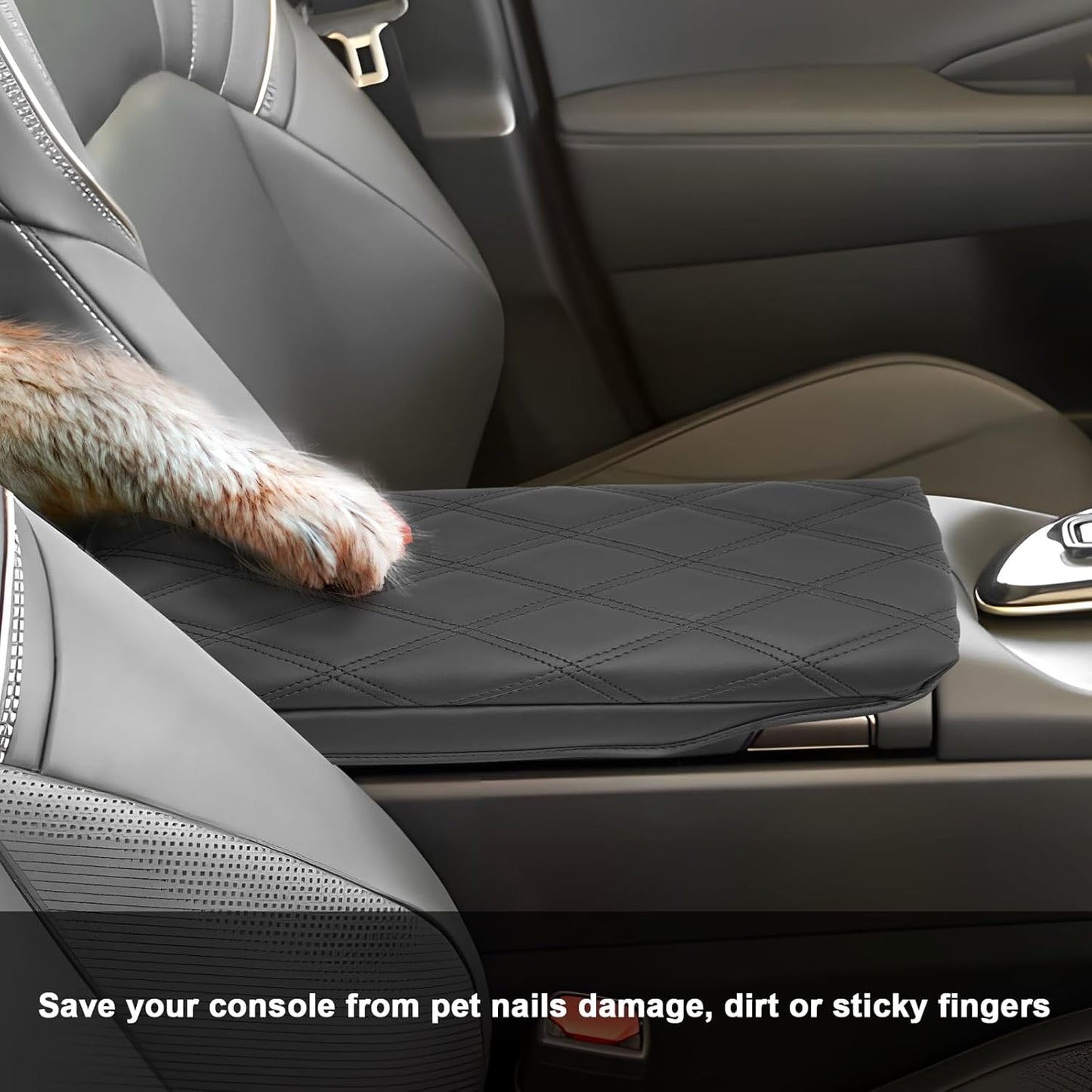 SXCY for 2023 2024 2025 Toyota Crown Armrest Cover Pad for Toyota Crown Accessories 2023-2025 Crown Signia Center Console Cover Cushion 2025 Crown Middle Console Cover (Add-Pad w/Argyle&Black Line)